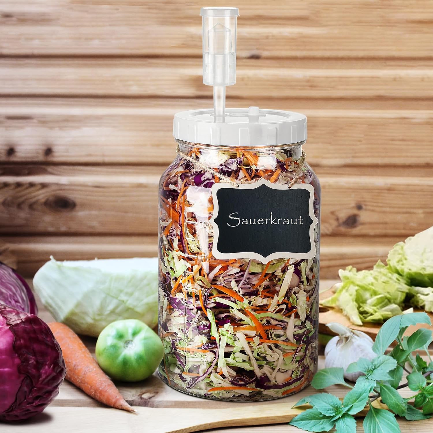 Qianfenie 2-Pack Fermentation Jars for Pickling Brewing Durable Airtight Glass