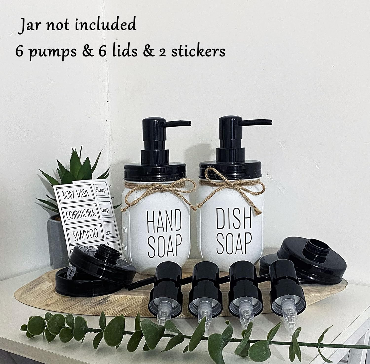 Sturdy Mason Jar Lids Pumps 6-Pack - Rust-Proof Kitchen Organization