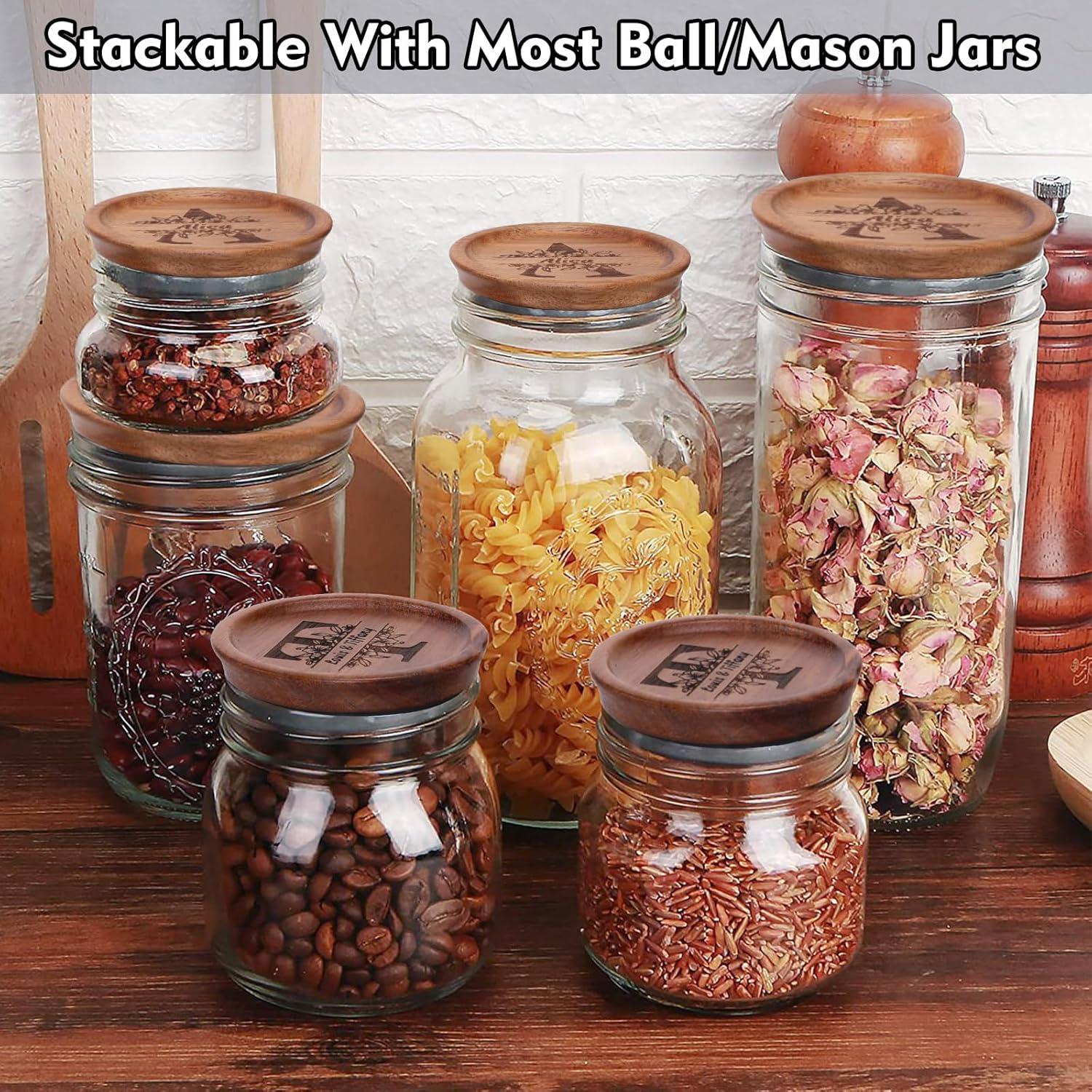 Natural Acacia Mason Jar Lid