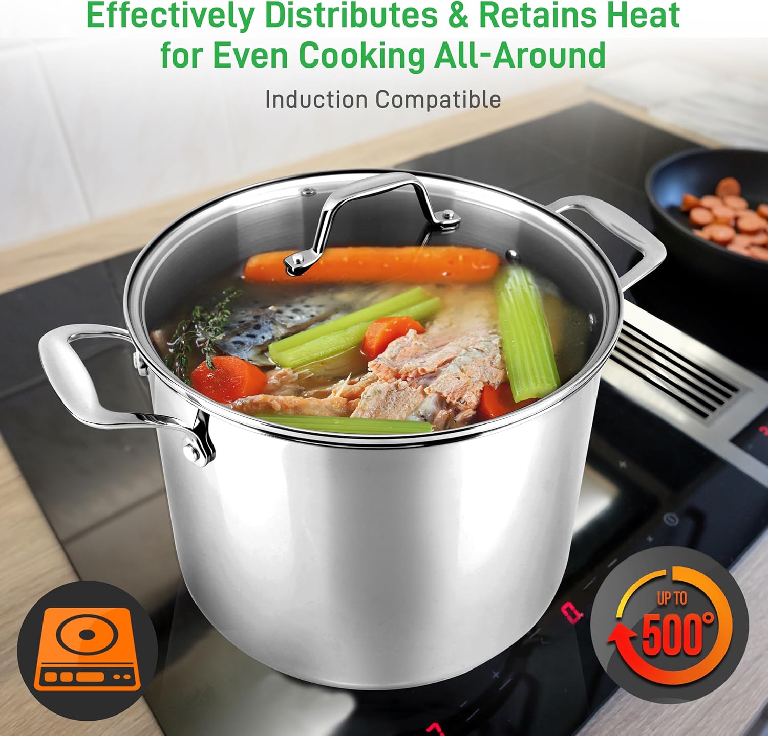 Stainless Steel 8-Quart Stock Pot with See-Through Lid