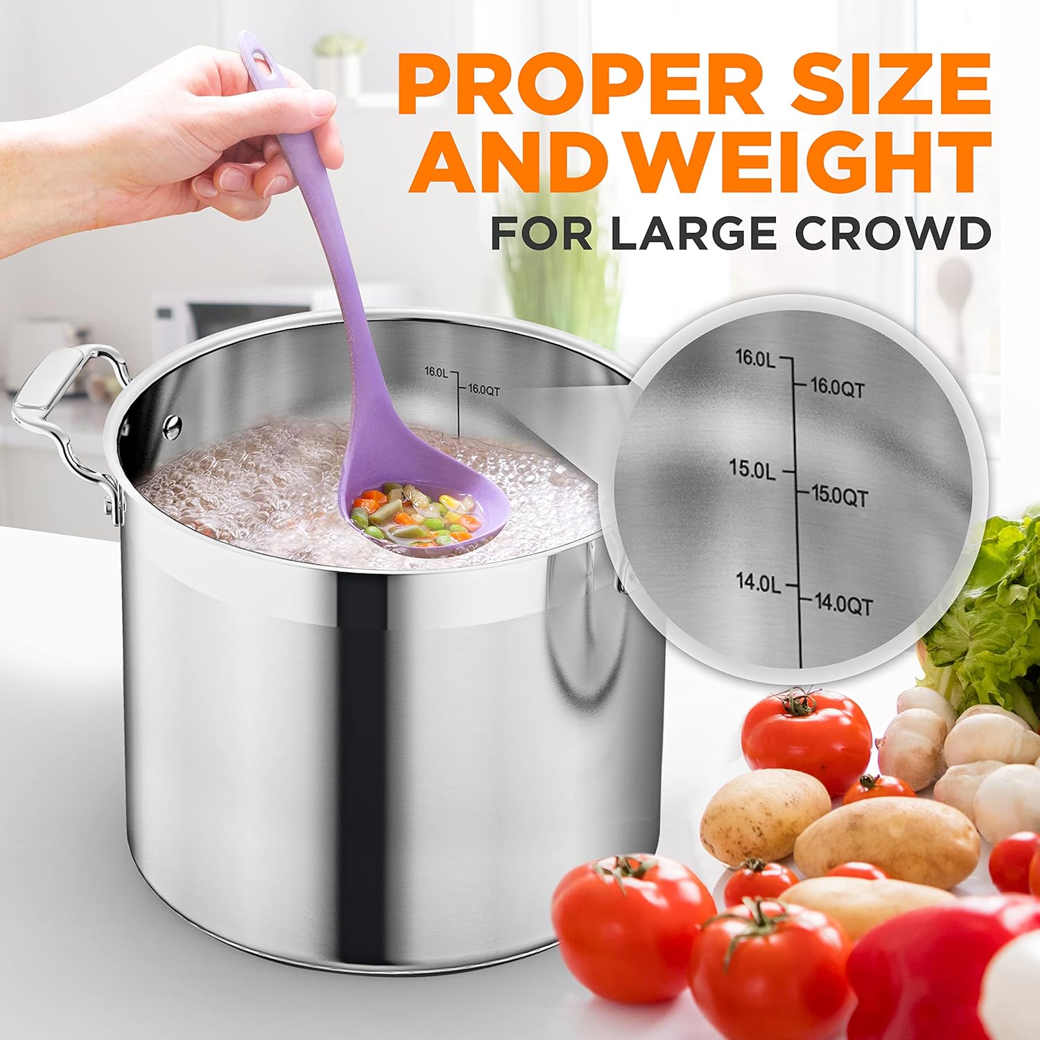 NutriChef Ergonomic 16-Quart Stockpot