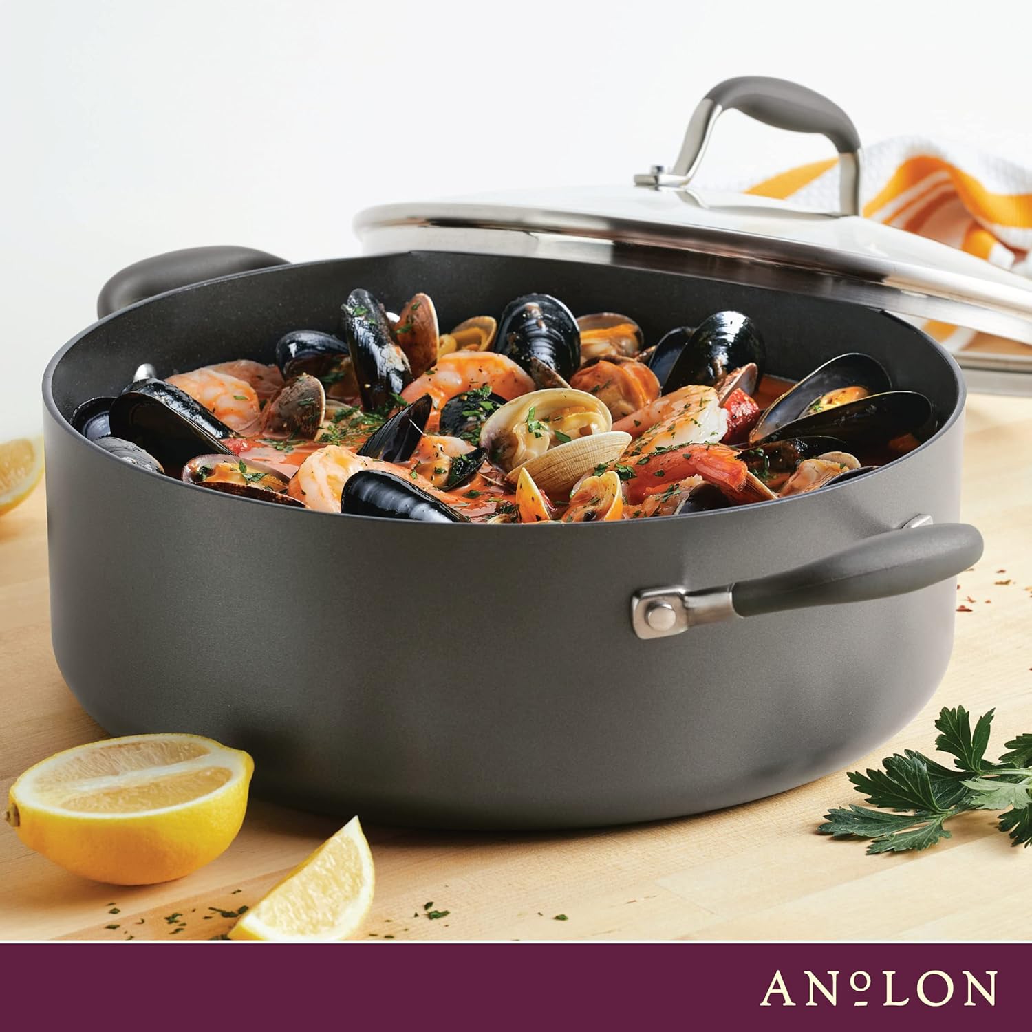 Anolon Advanced Home Hard-Anodized Nonstick Wide Stock Pot Moonstone