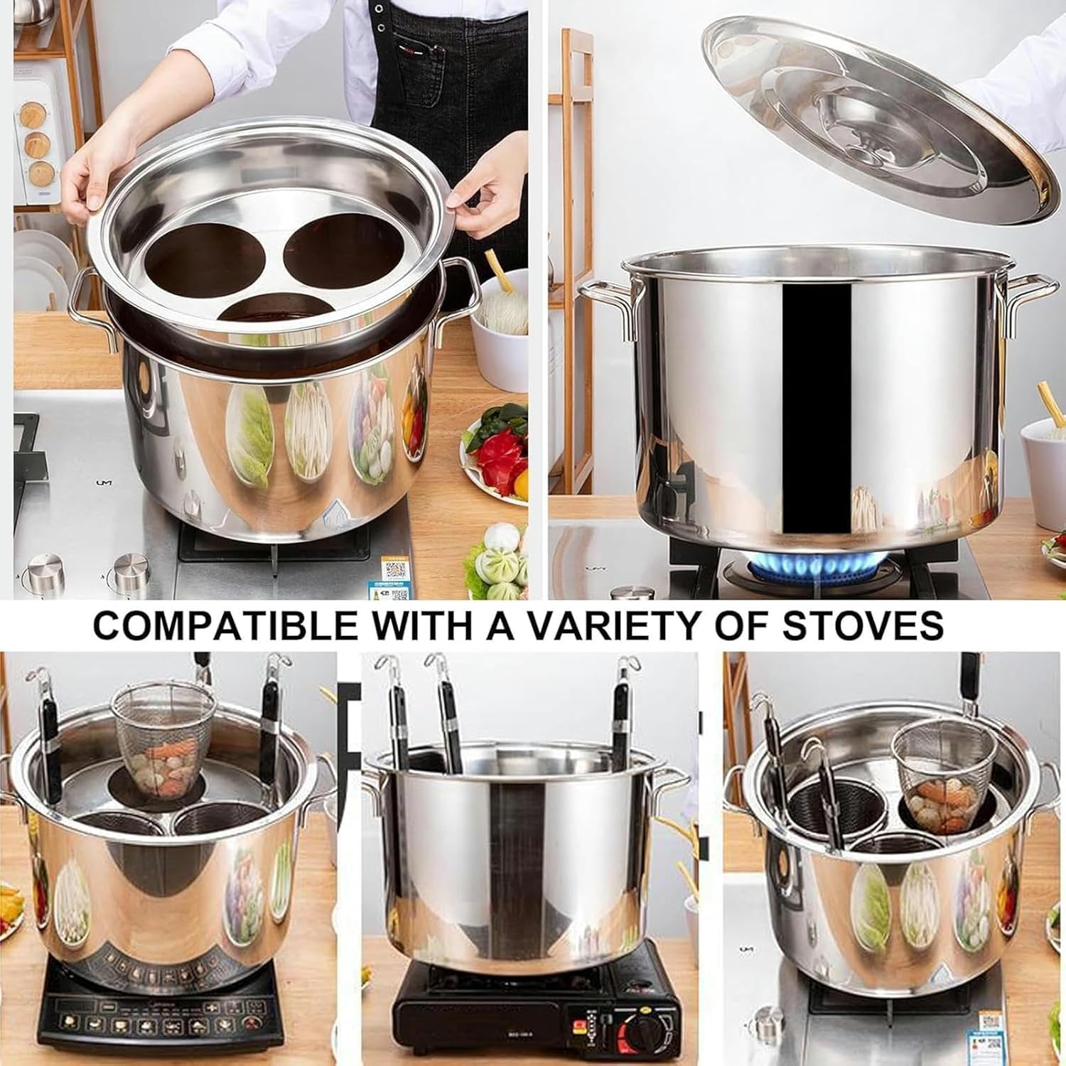 DAOUXIAOSPStainless Steel Stockpot with Multi-SteAM 4 Holes