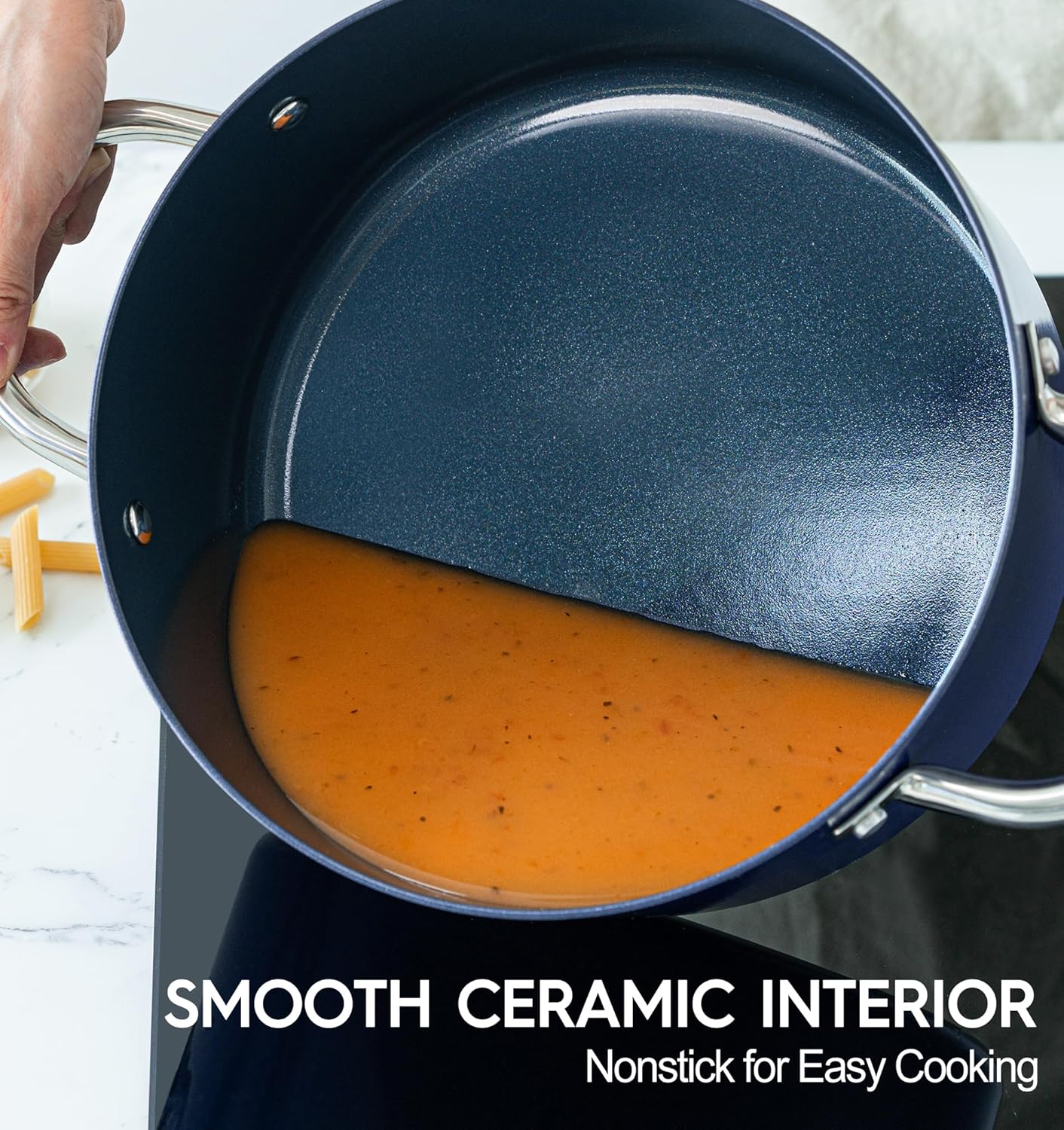 5 Quart Nonstick Stock Pot with Stainless Steel Handles PFOA-Free Cooking