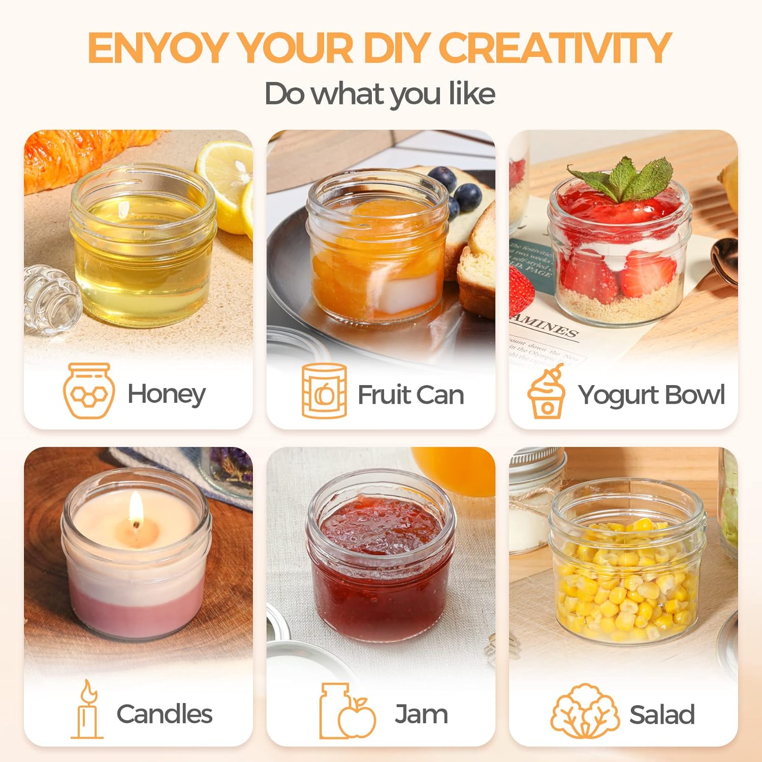 Vivid Jar with Sealed Lids for Canning DIY Projects