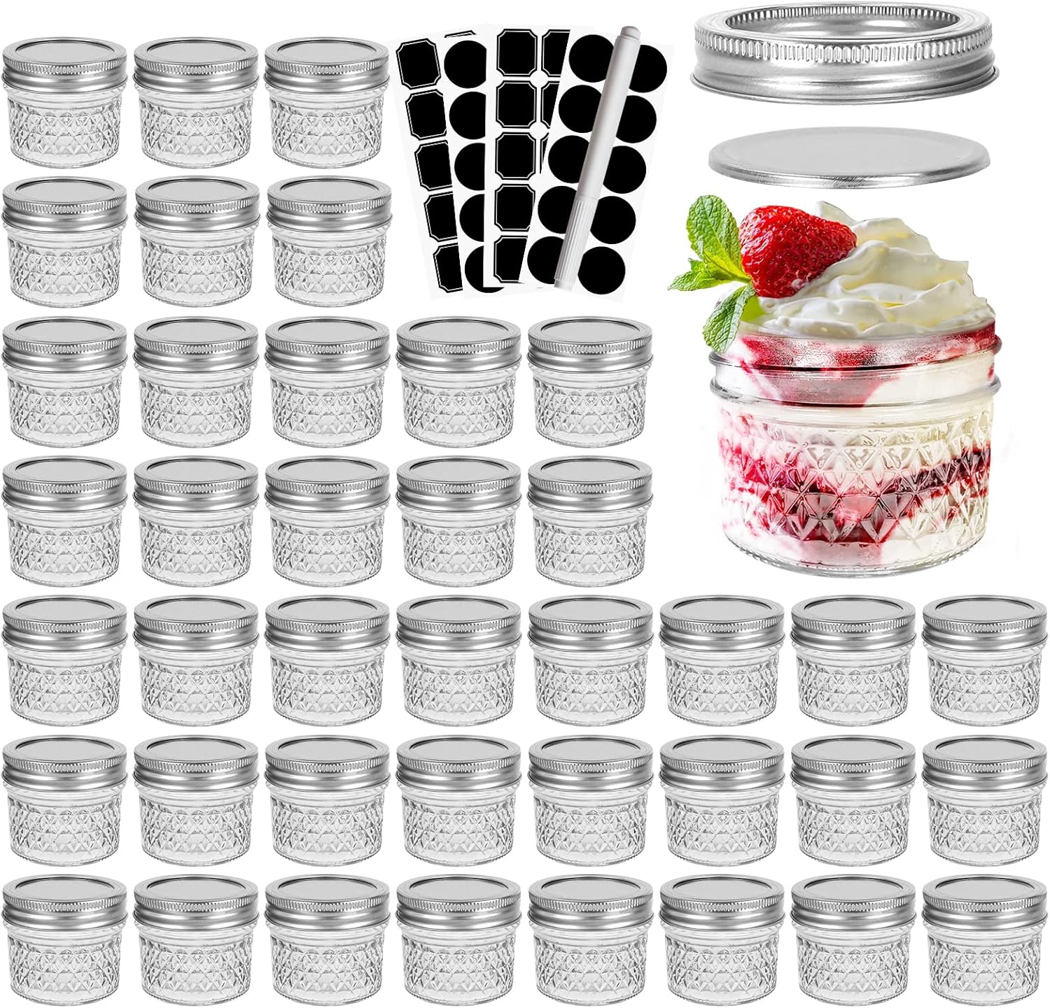 40-Piece 4oz Clear Glass Mason Jars