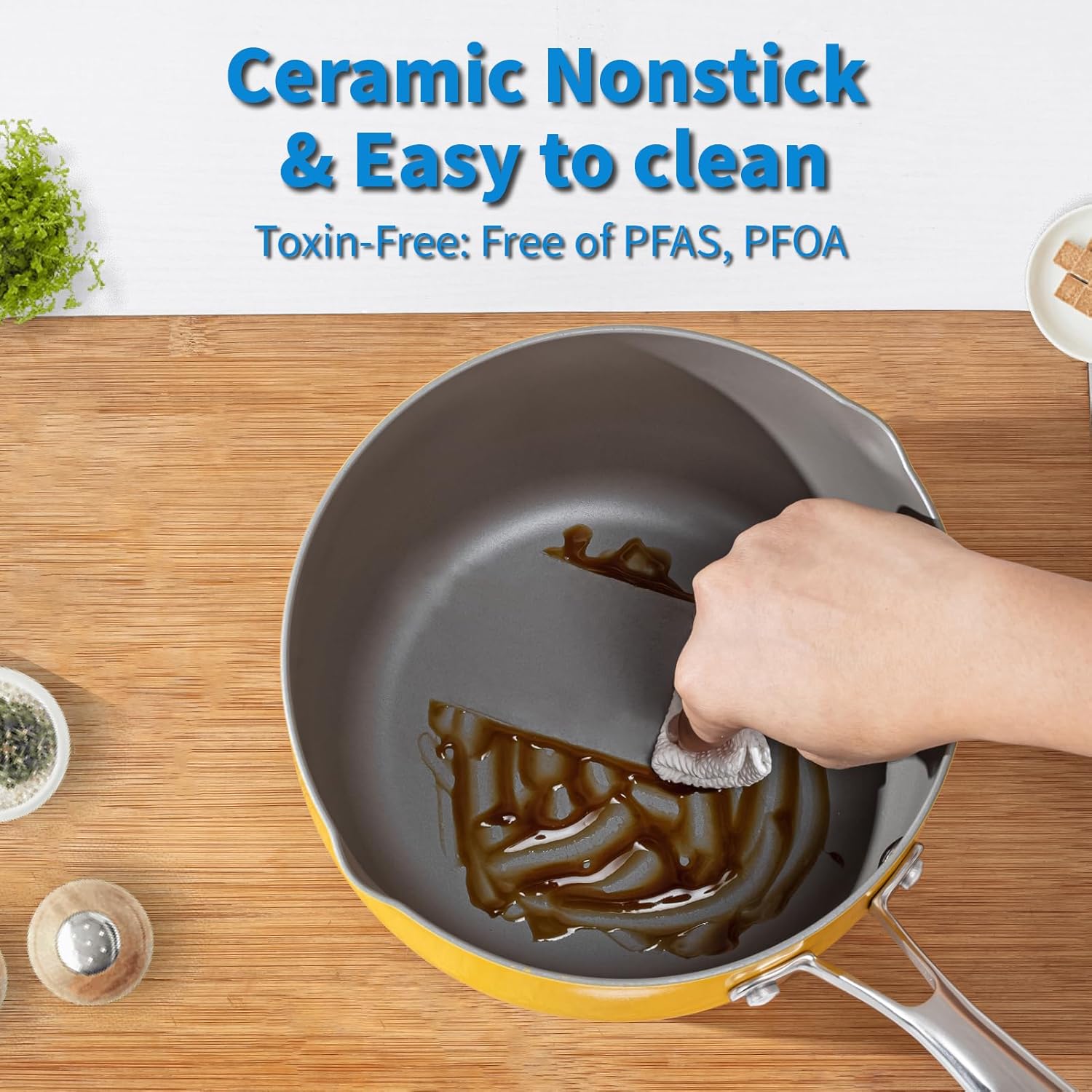 Ceramic Nonstick Tri-Ply Stainless Steel Saucepan