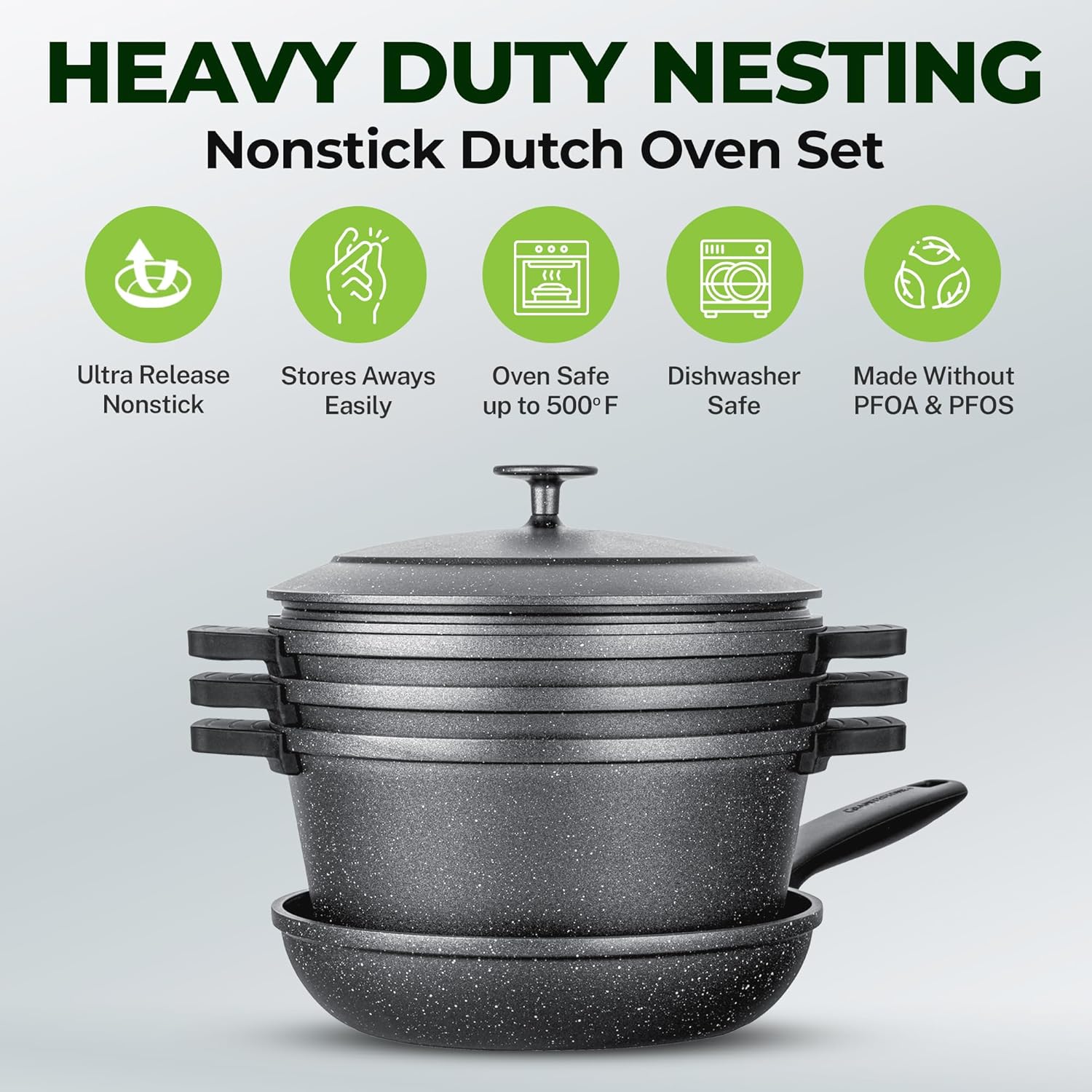 Granitestone 12-Pc Dutch Oven Set - OvenDishwasher Safe Easy to Clean