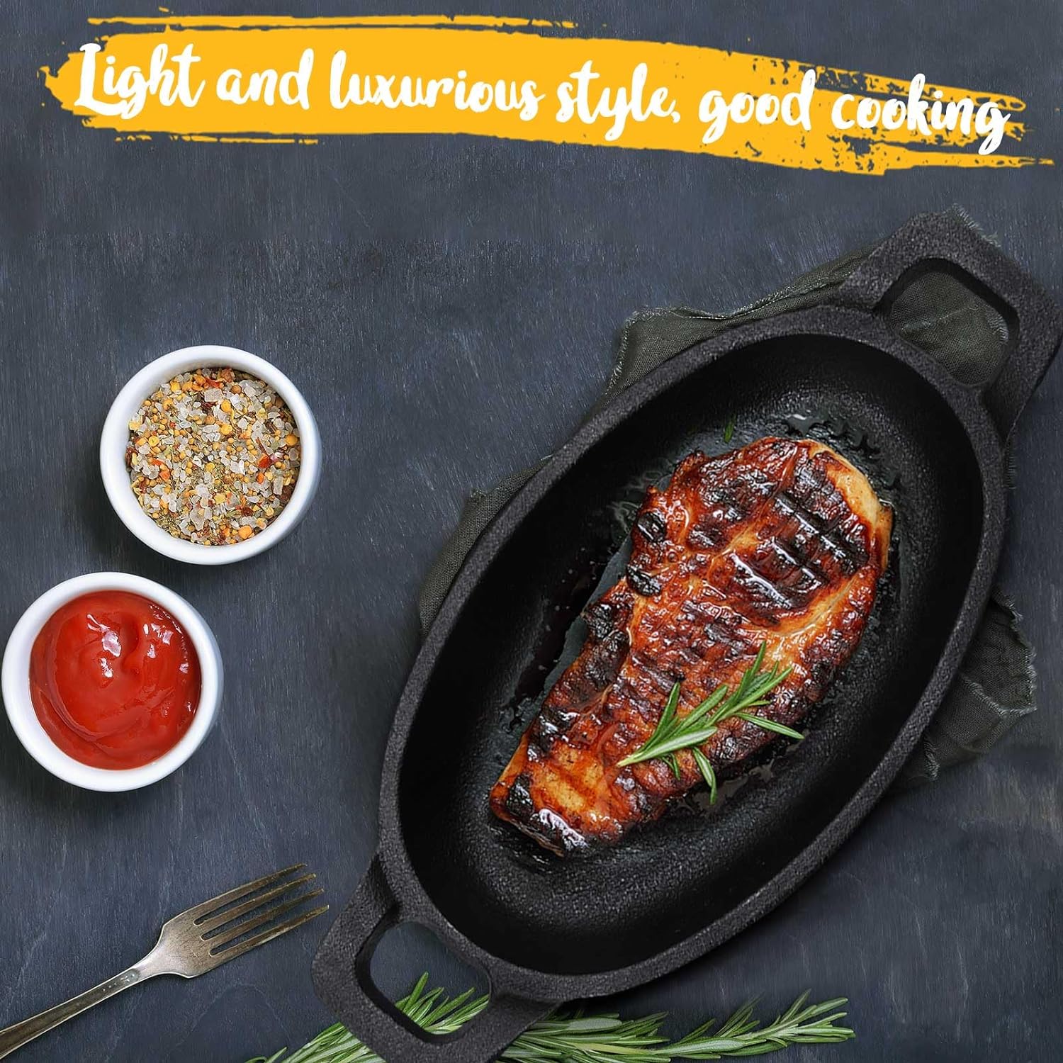 6-Piece Cast Iron Skillet Set for Baking Roasting and Grilling