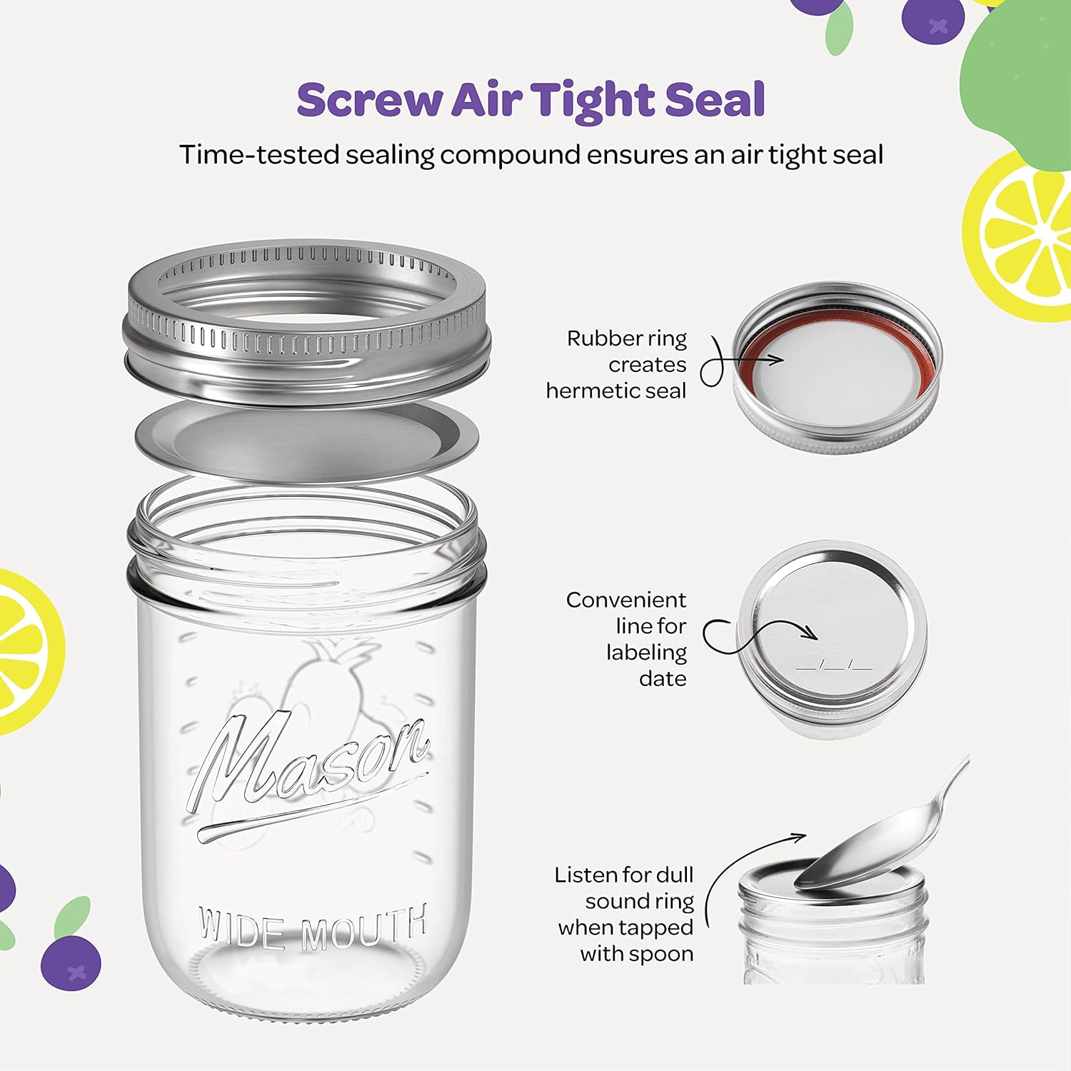 Premium Mason Jars for Canning Fermenting and More