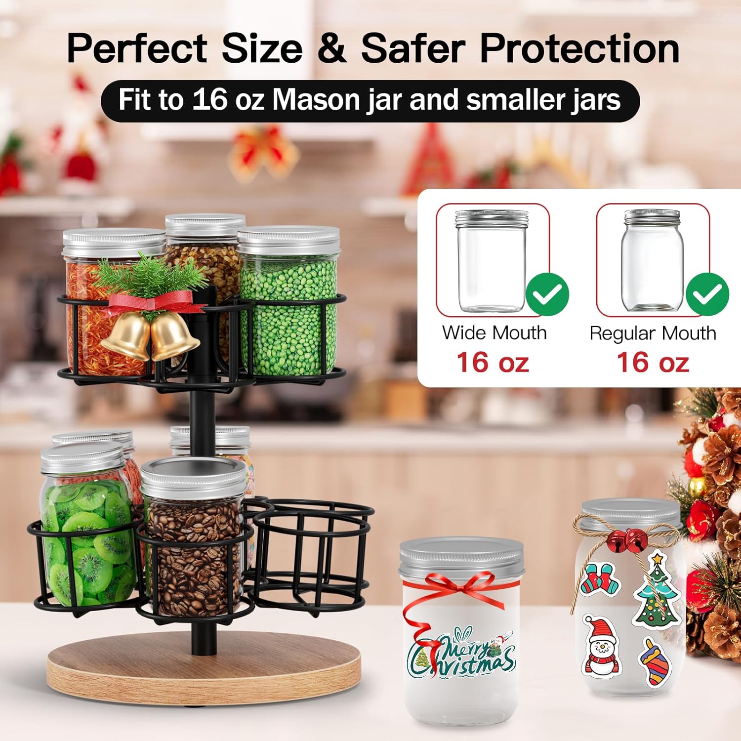 2-Tier Rotating Mason Jar Rack for 16oz Jars 1