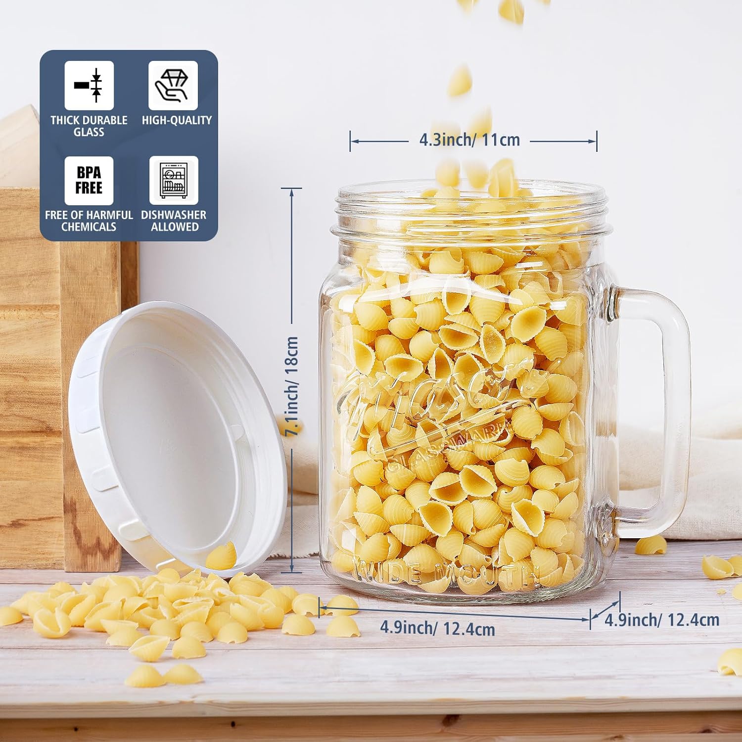 2-Pack Airing Glass Jars with Airtight Lid for Kitchen Storage
