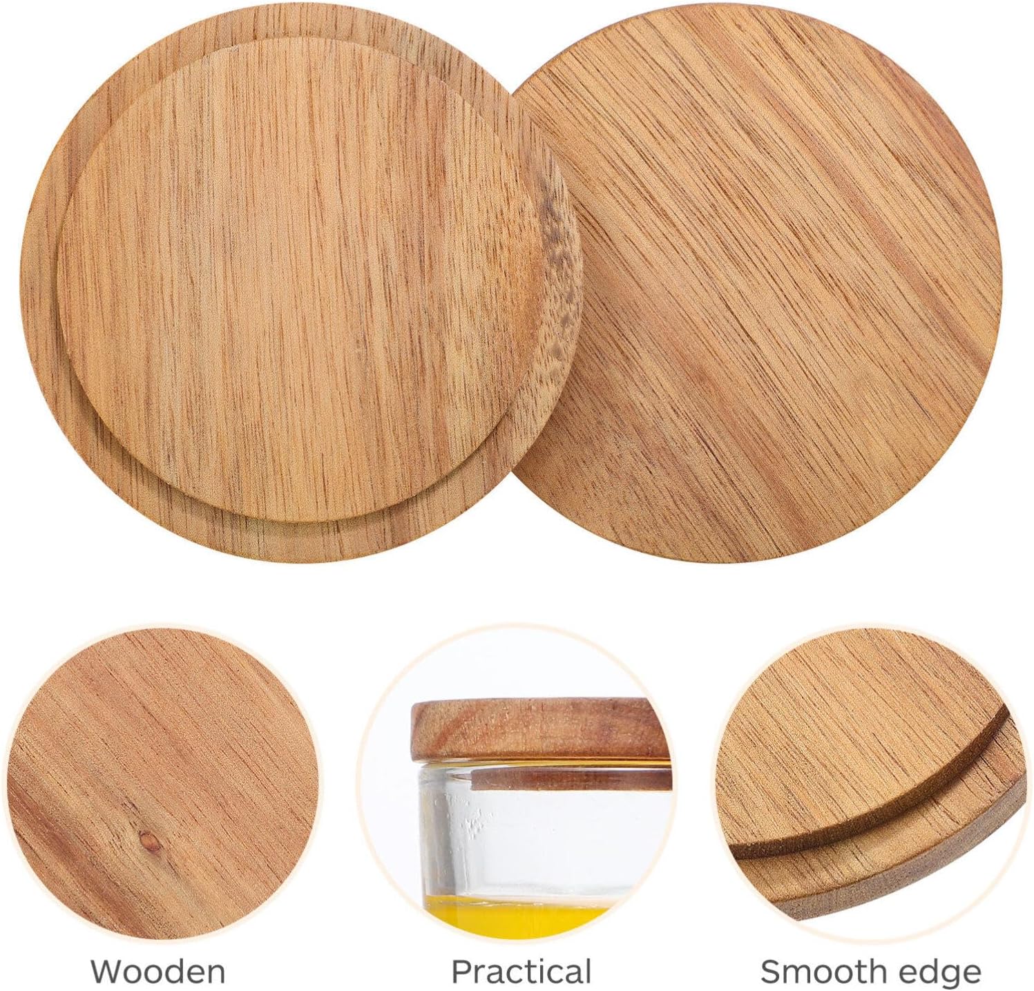 SEWACC Bamboo Cup Lid - 4-Piece Set for Durable Airtight Covers
