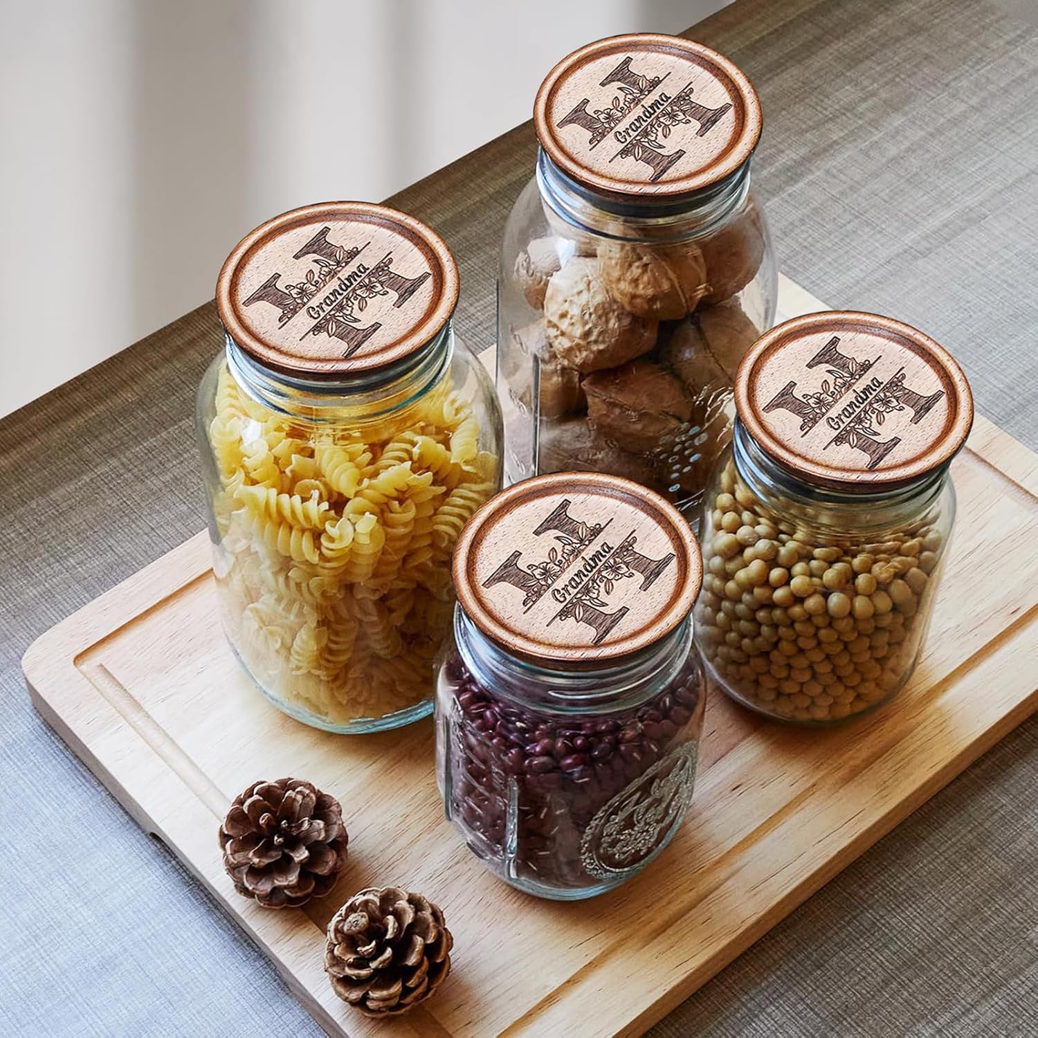 Natural Acacia Mason Jar Lid