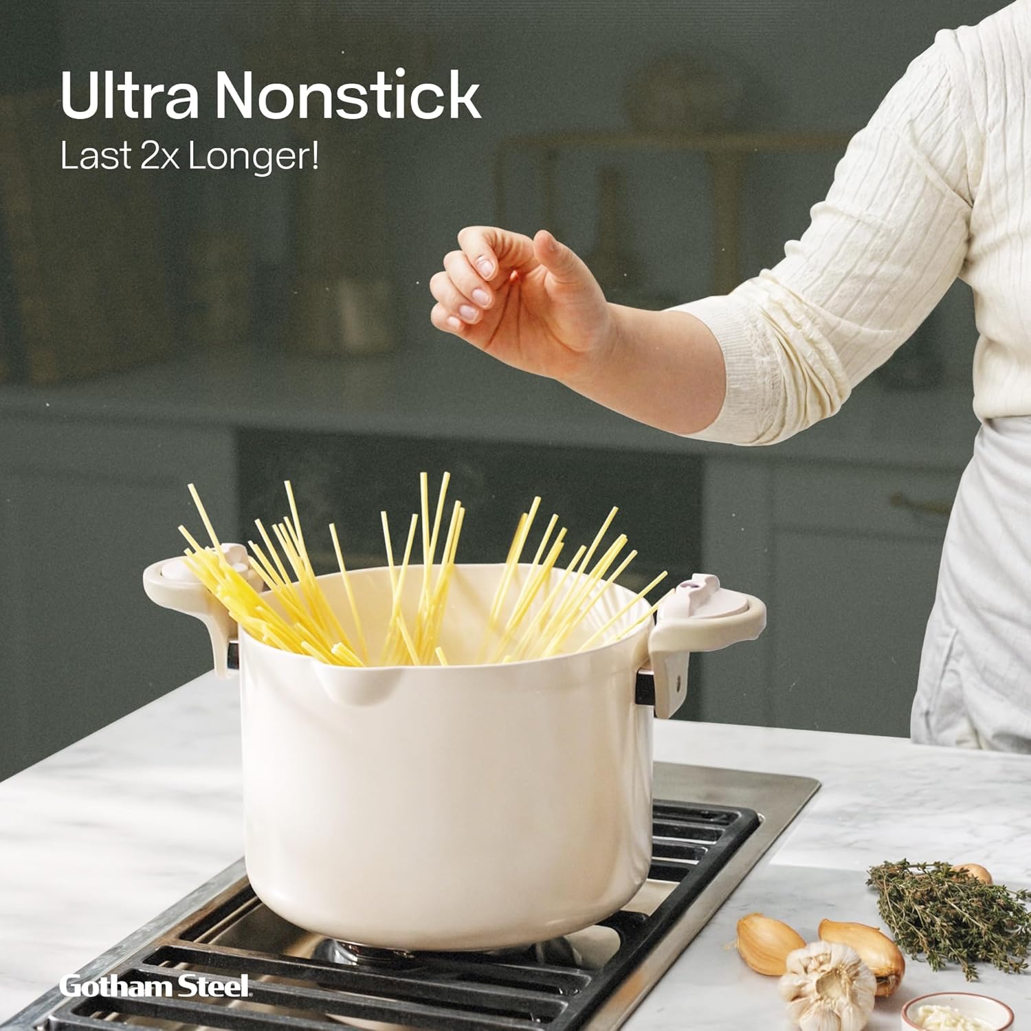 Nonstick Stock Pot With Strainer Lid Quick Cleanup and Eco-Friendly Cooking