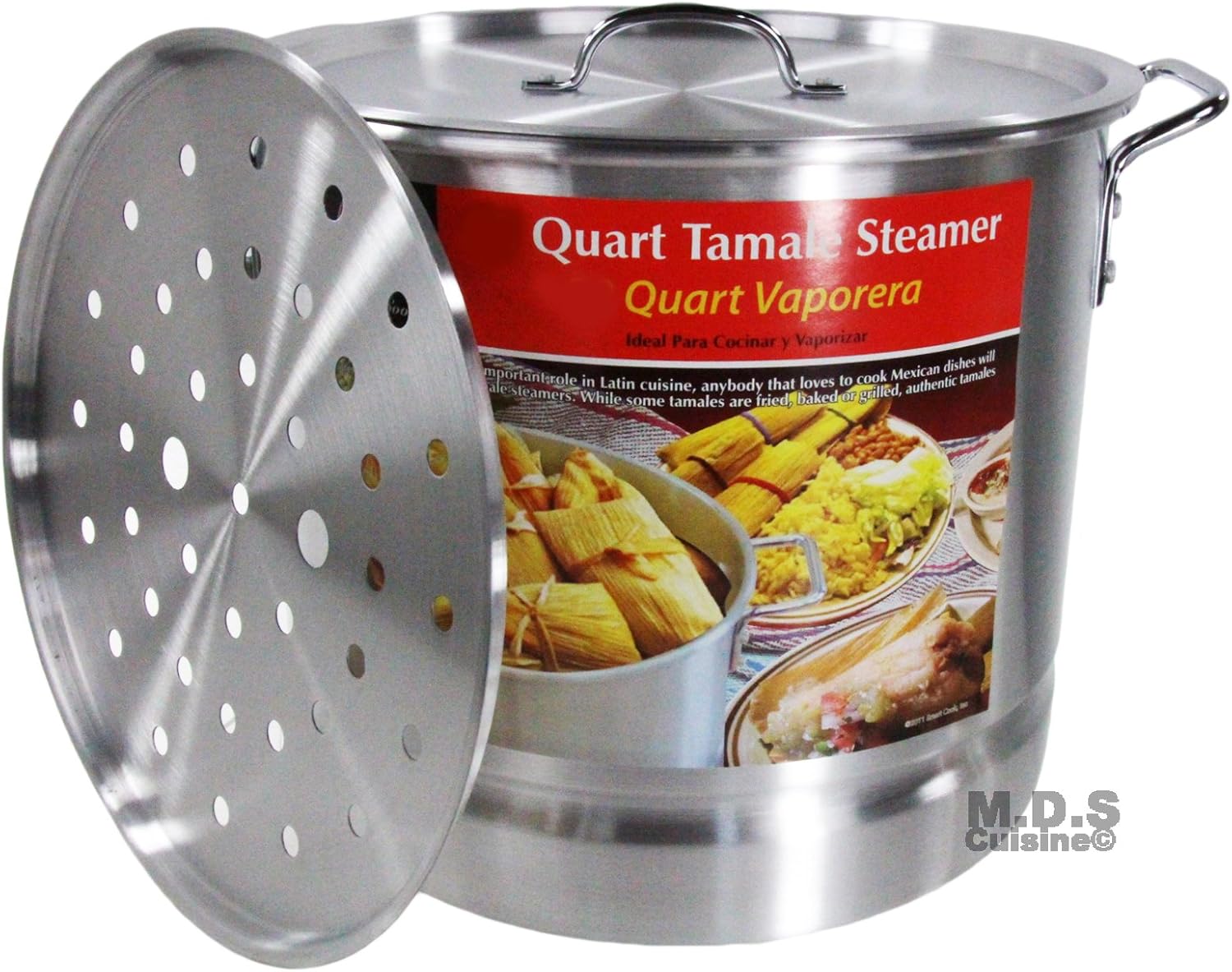 MDS Cuisine Cookwares Aluminum Stockpot Set With Steamer 8Qt16Qt for Traditional Cooking