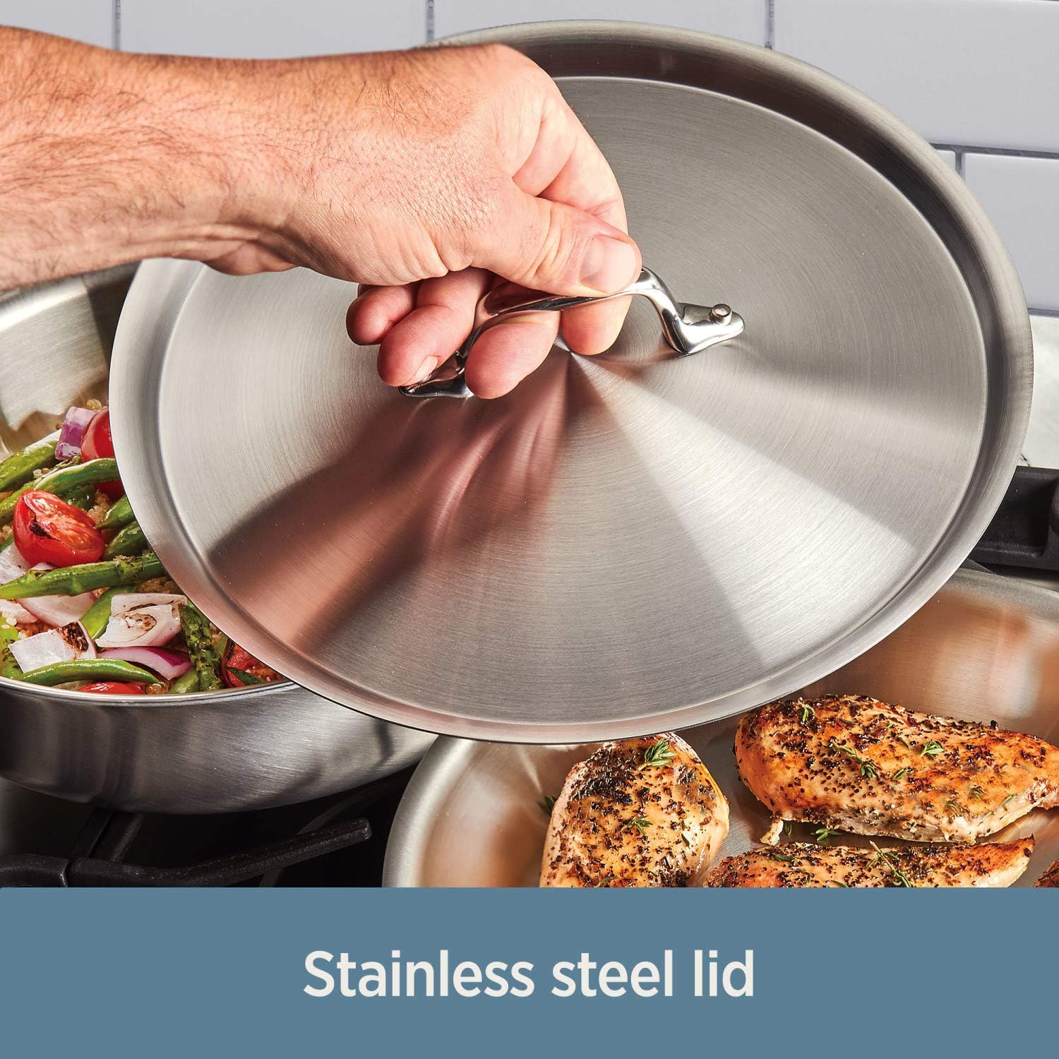 Premium All-Clad D3 Stockpot for Induction Oven 8 Quart 600F Silver