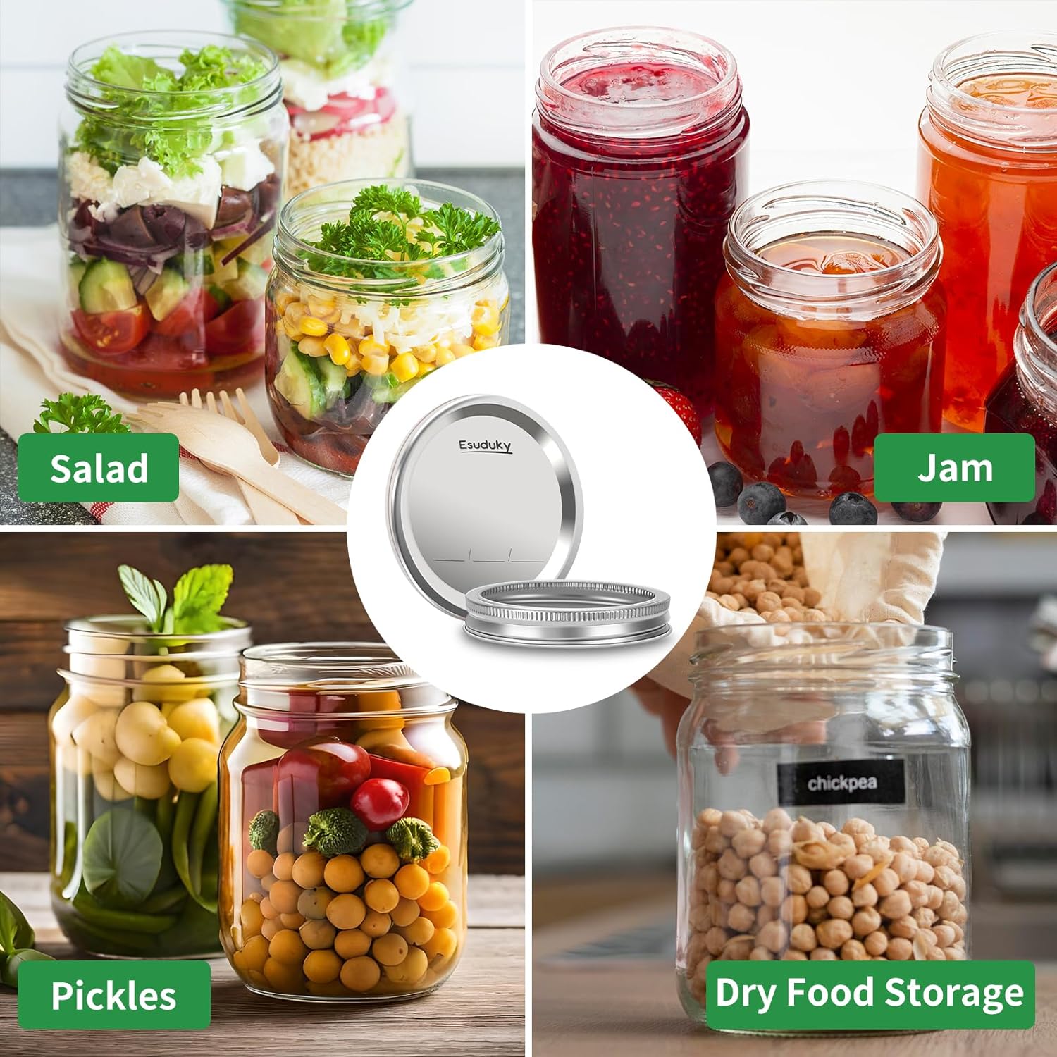 Esuduky 52Pcs Mason Jar Lid Set with Rings Canning sealing sealing Needs