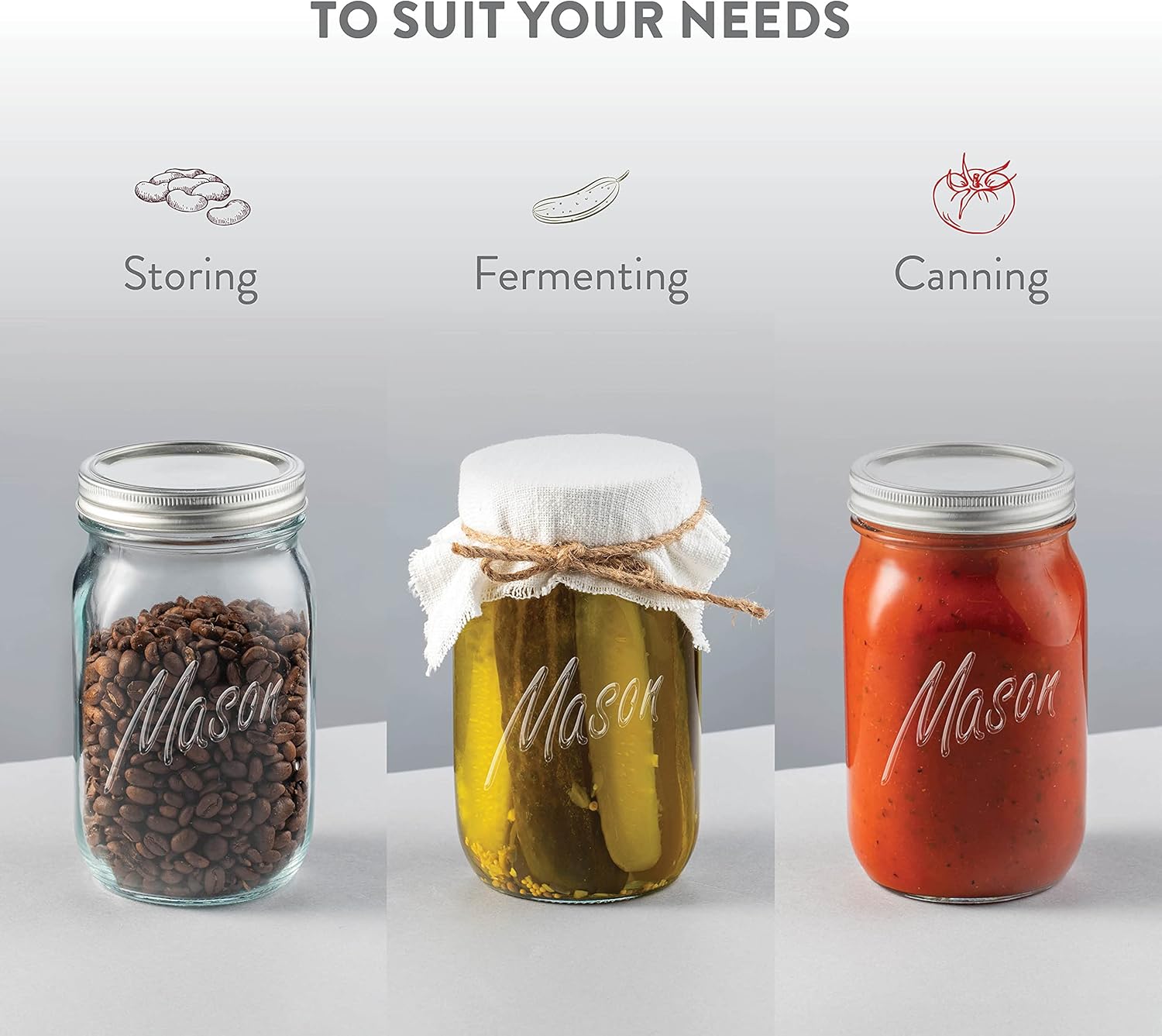 4-Pack Mason Jars with lids - Home Kitchen Canning Preserving _same_day