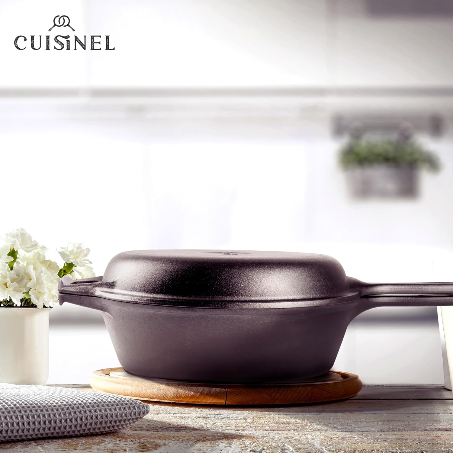 Cuisinel Ultimate 2-in-1 Cast Iron Skillet Lid
