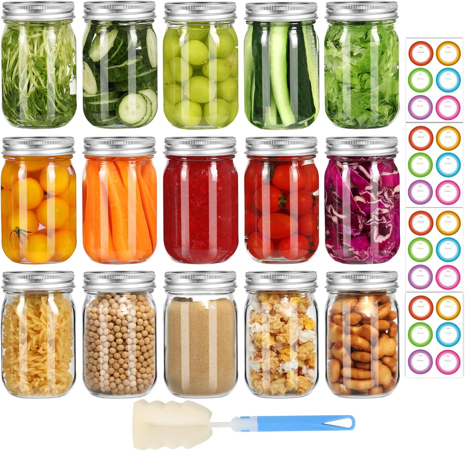 High-Quality 15-Pack Mason Jars for Canning Storage and Fermenting