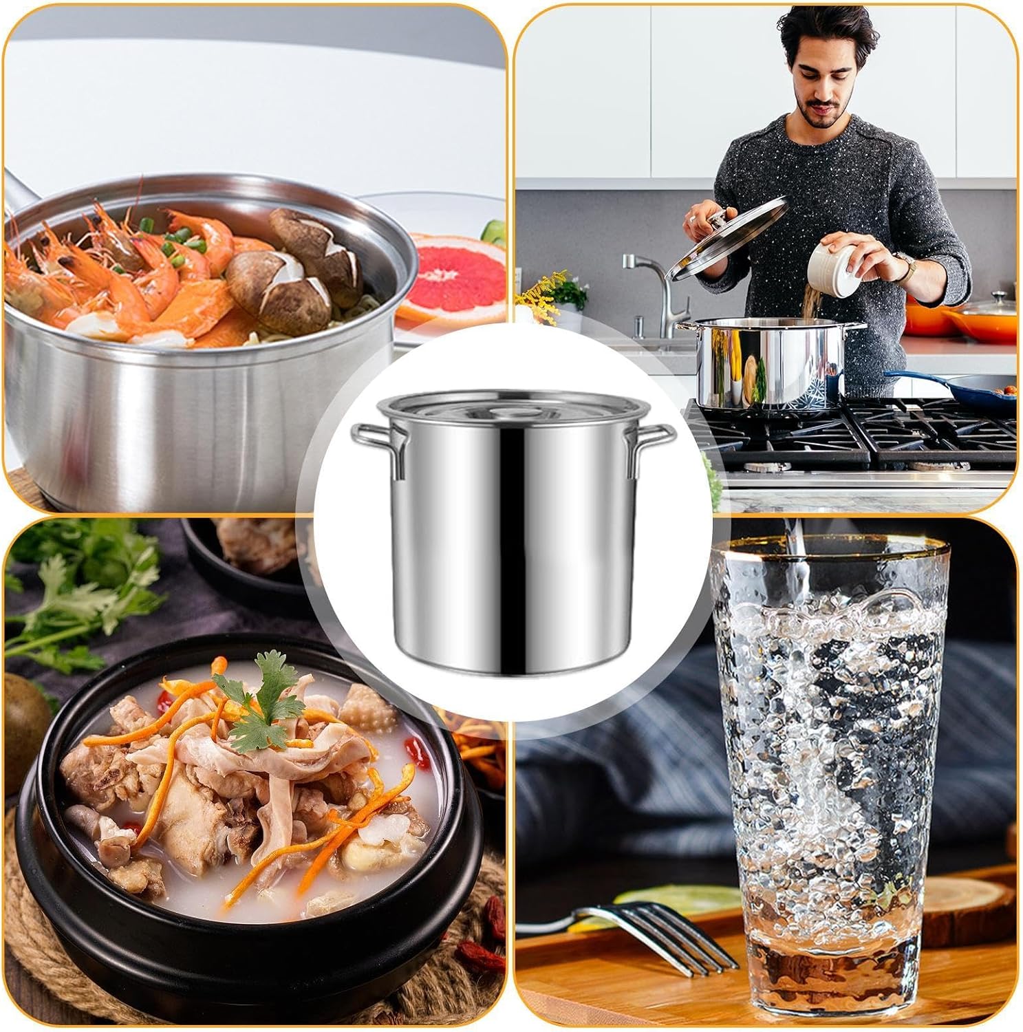 Stainless Steel Stock Pot with Lid Perfect for Cooking Durable Safe
