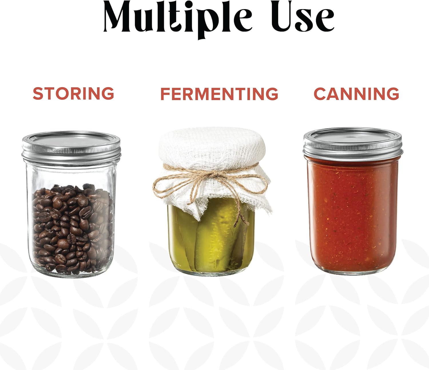 6-Piece Glass Mason Jar 16 Oz 1 Pint Canning Capacity