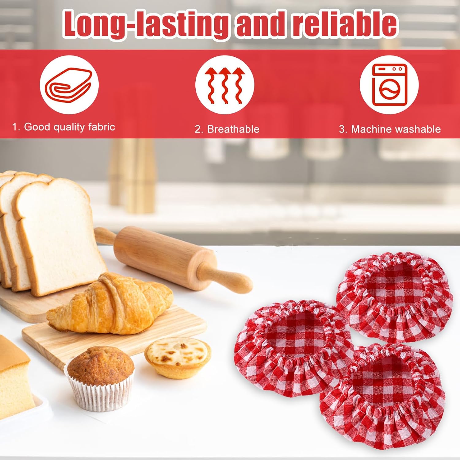 Reusable Sourdough Jar Cover for Fermenting Papers Red