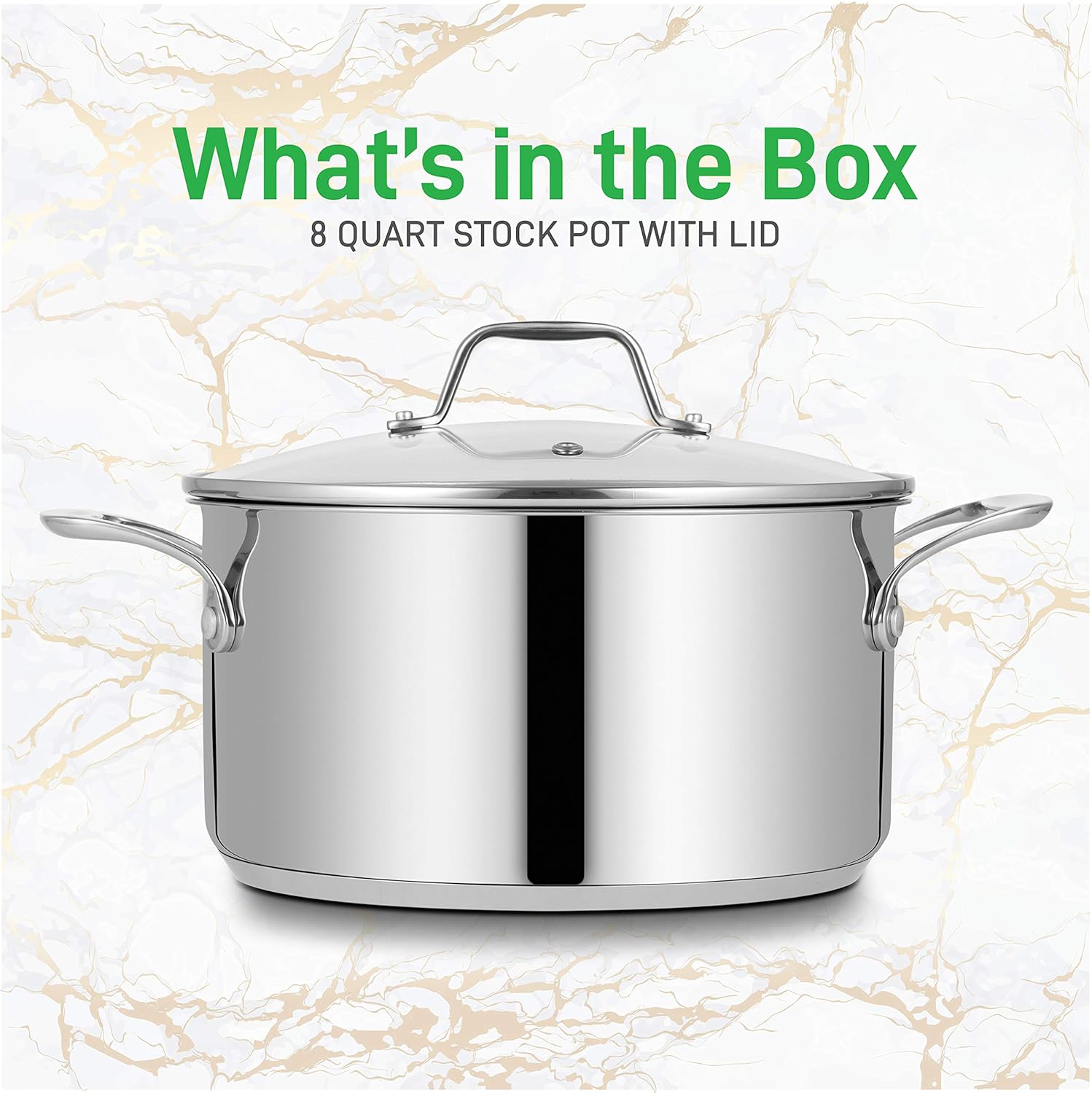 Stainless Steel 8-Quart Stock Pot with See-Through Lid