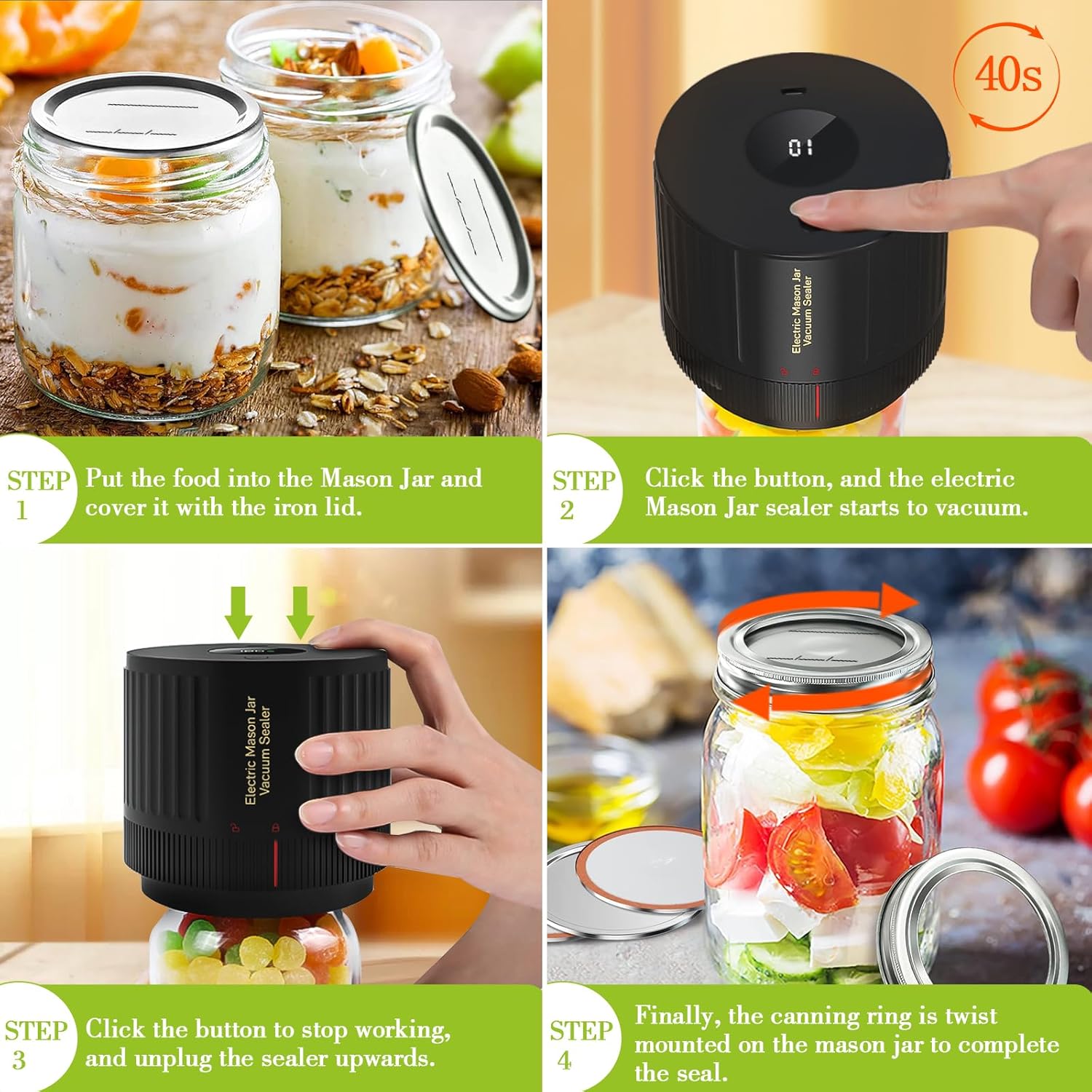 LOVE MOMENT 48PCS Canning Lids Rings for Mason Jars