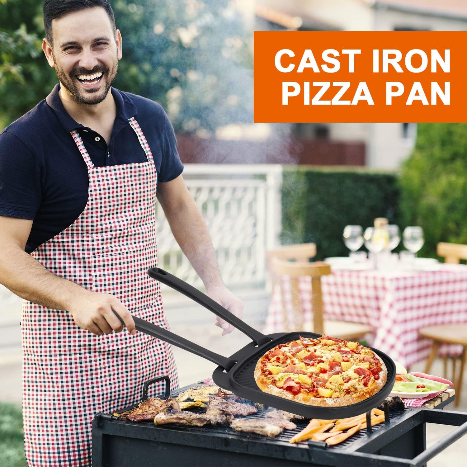 MixRBBQ Cast Iron Grilling PanVersatileDurablePerfect for Pizza and Camping