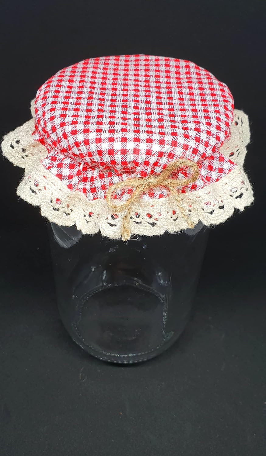 10-Piece Red Gingham Jar Cover Cloth Set