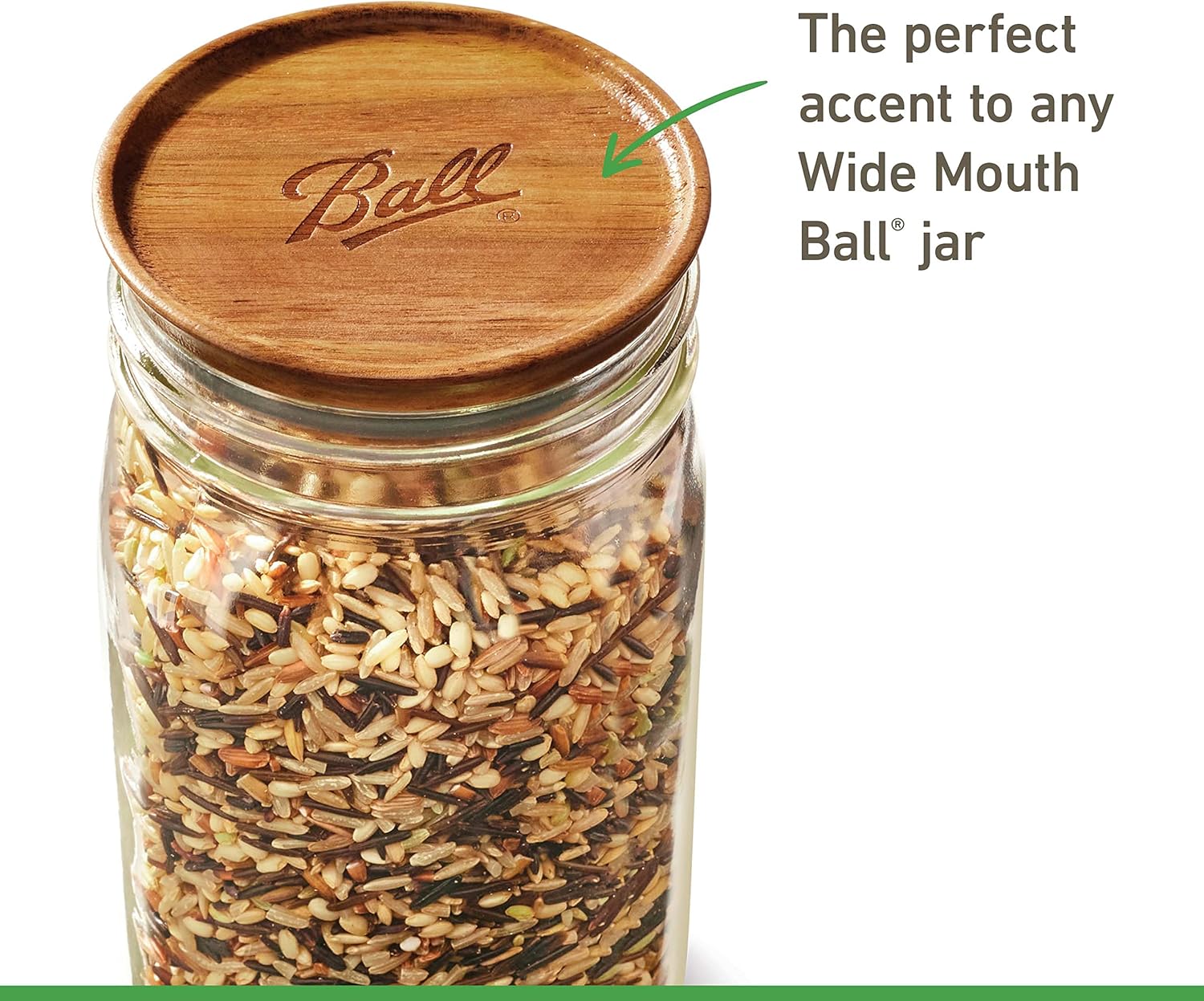 Ball Wooden wide mouth Jar lids Acacia Wood 5-Piece Set
