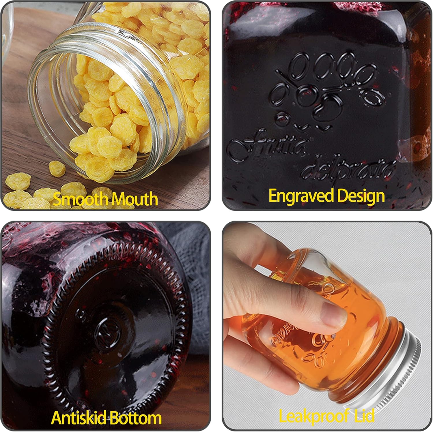 20-Pack Glass Mason Jars with Labels for Food Storage