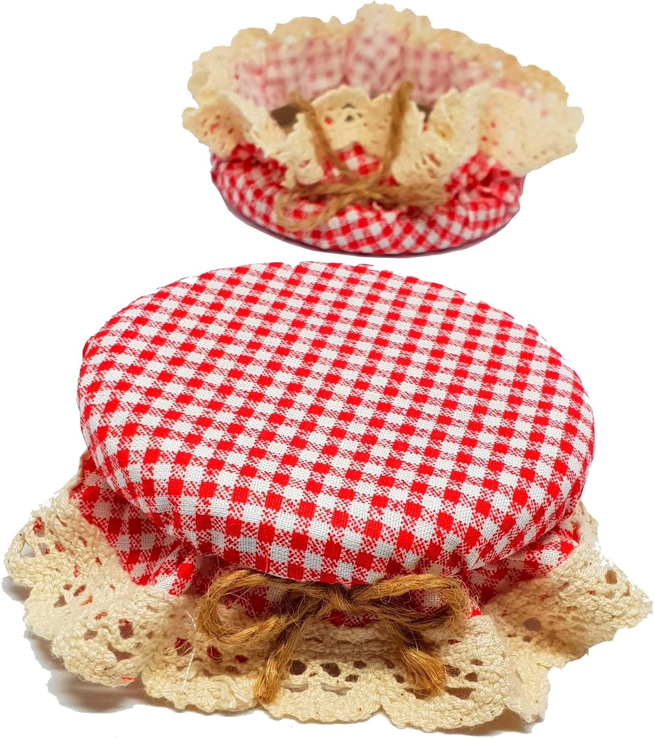 10-Piece Red Gingham Jar Cover Cloth Set