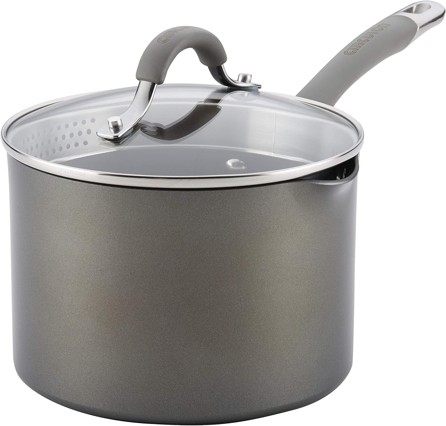 Circulon Durable 3-Qt Covered Straining Pour Spouts Aluminum Saucepan Nonstick Stainless Steel