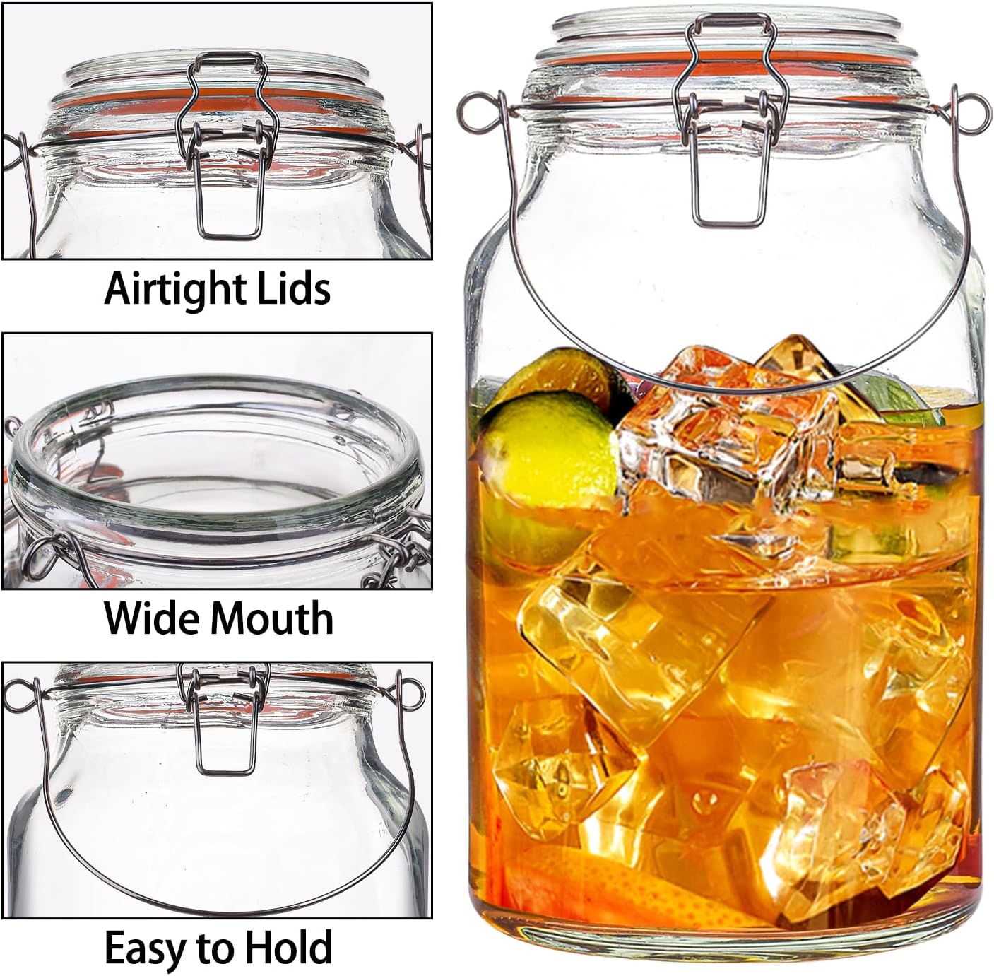 Galssmagic 1 Gallon Glass Jars 2 Pack with Airtight Lids