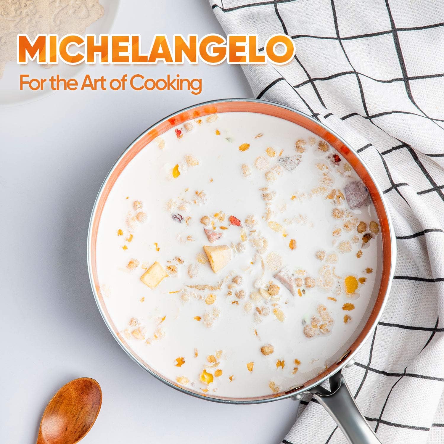 Michelangelo Copper 2QT 3QT Saucepan Set Non-Stick Ergonomic Design