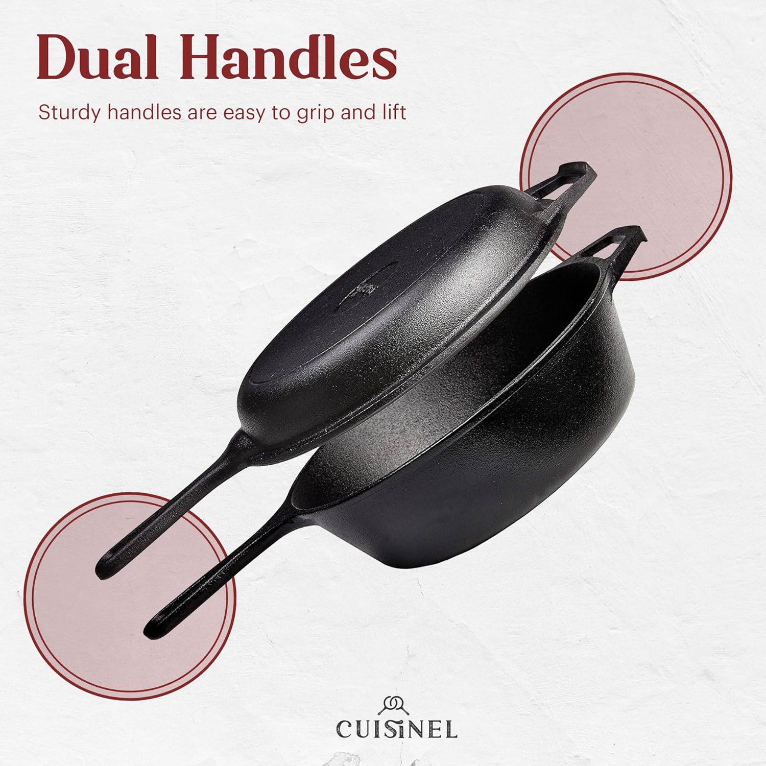 Cuisinel Ultimate 2-in-1 Cast Iron Skillet Lid