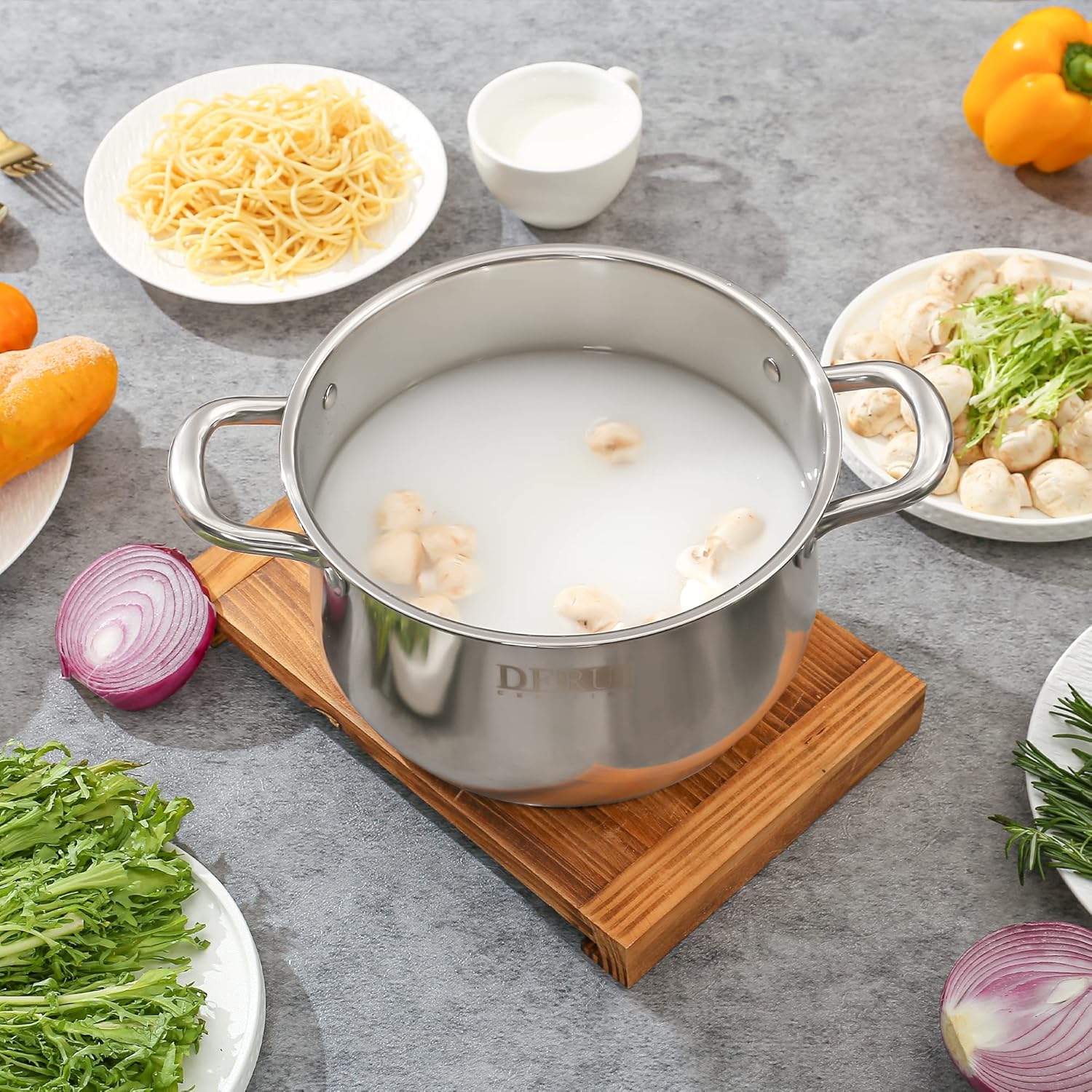 DERUI 22CM 4 Quart Stock Pot with Glass Lids