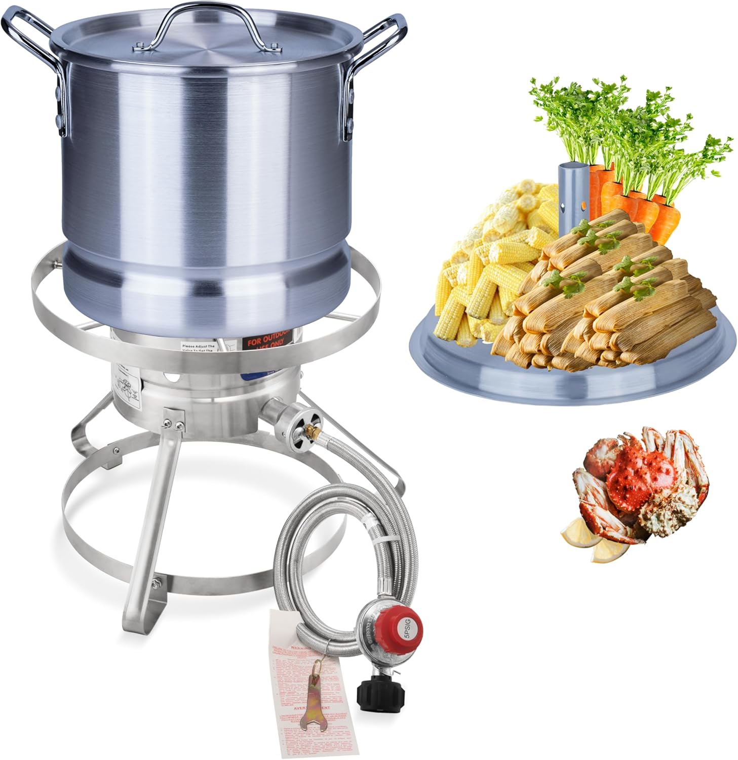Portable Stockpot with Steamer for Outdoor Cooking