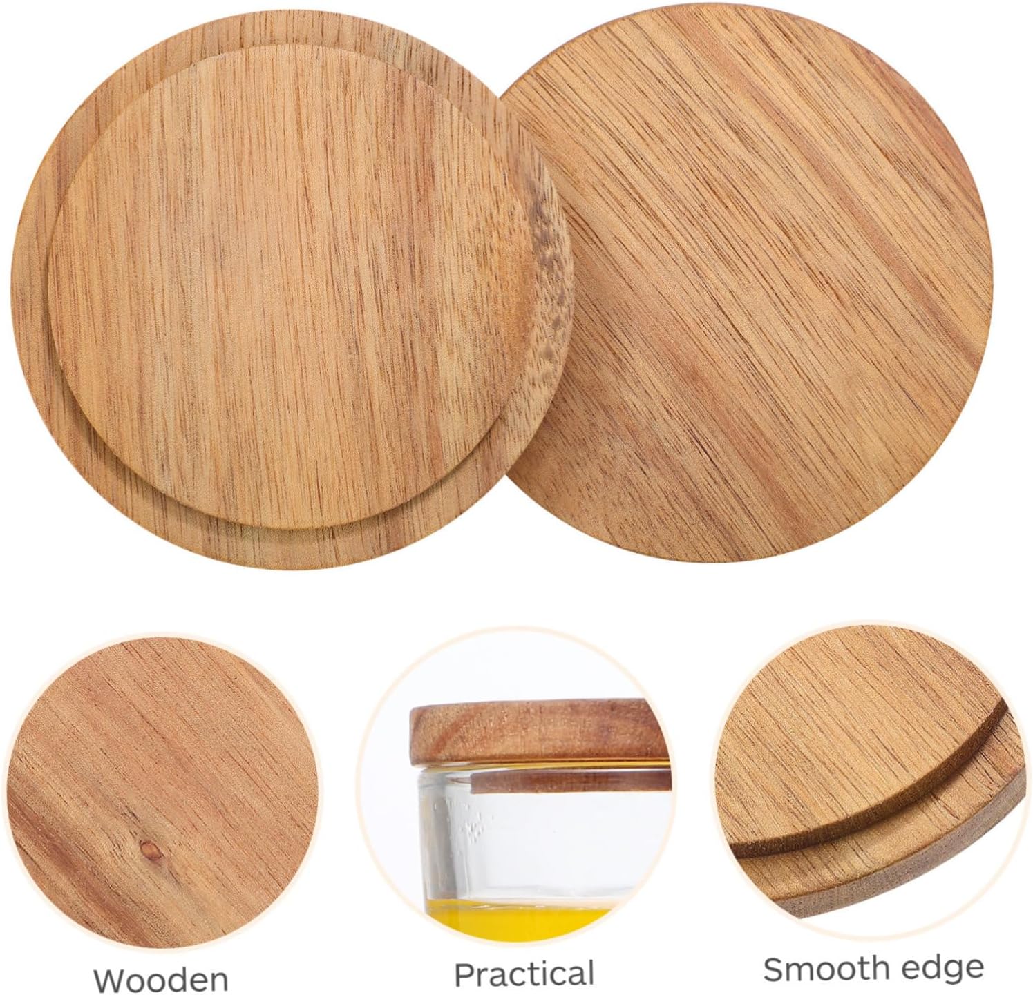 4-Piece Acacia Wooden Lid Set for Warm Drinks