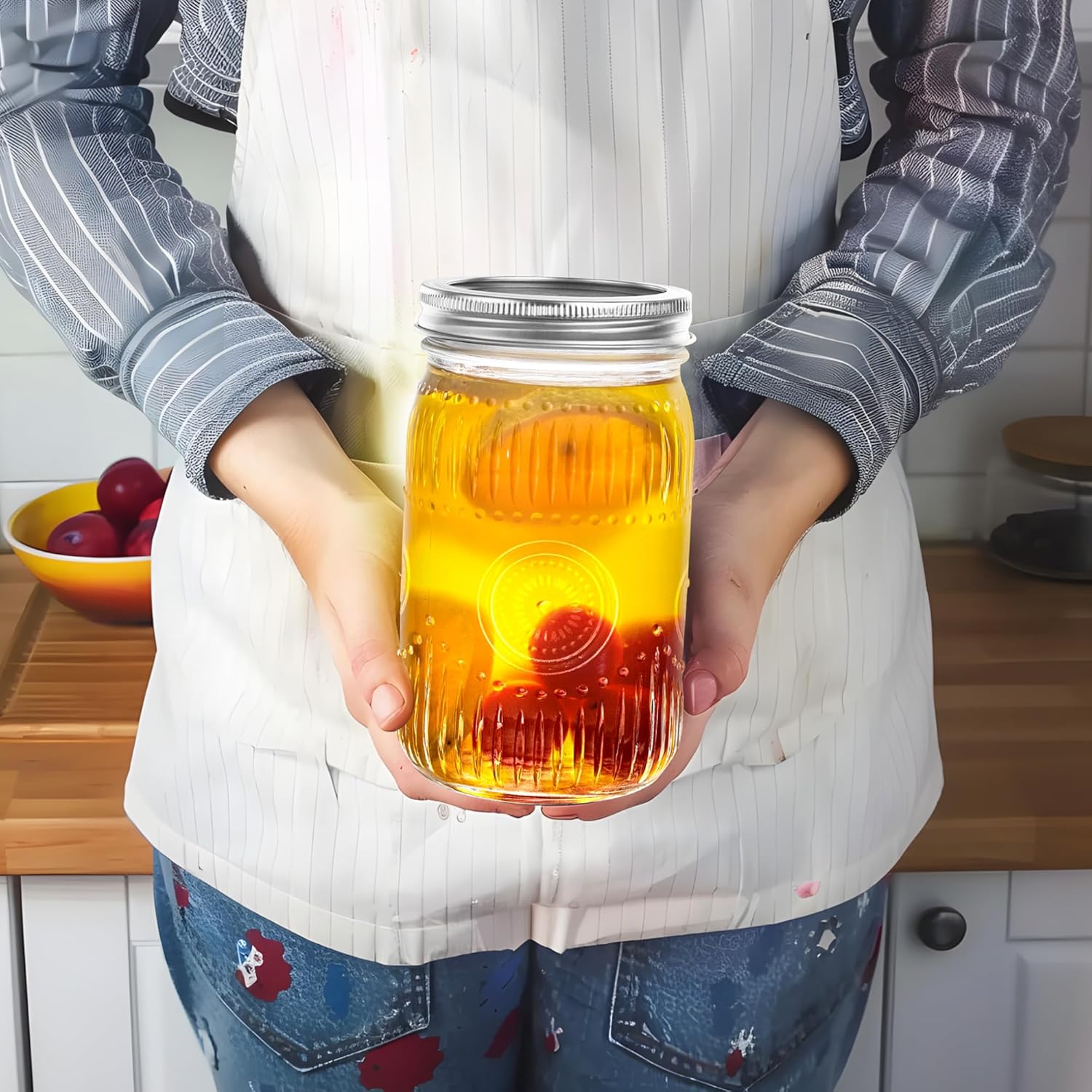 Vivid 32oz Mason Jars Wide Mouth Quart Canning Jar DIY Preserving Set