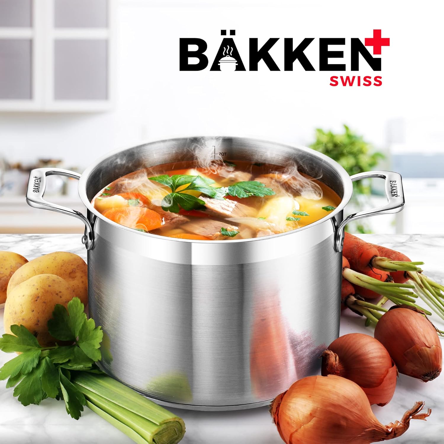 Bakken-Swiss 5 Quart Stockpot with Lid and Riveted Handles