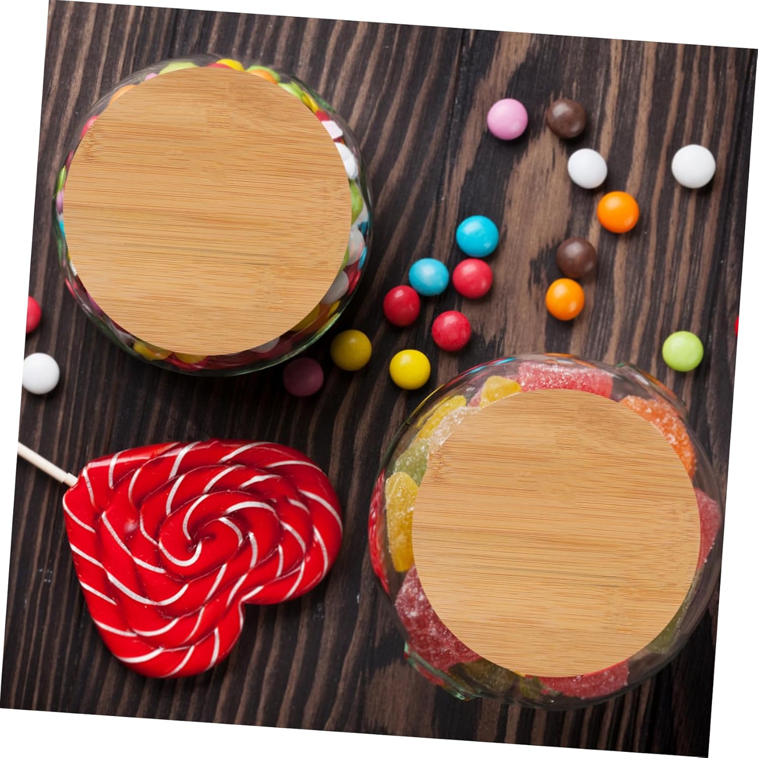 2PCS Bamboo Jar Lid Set Washable Glass Yogurt Jar Sealing Lids
