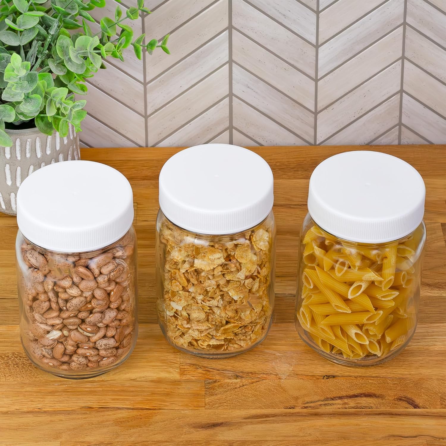 24-Piece White Plastic Lid Set with Liners