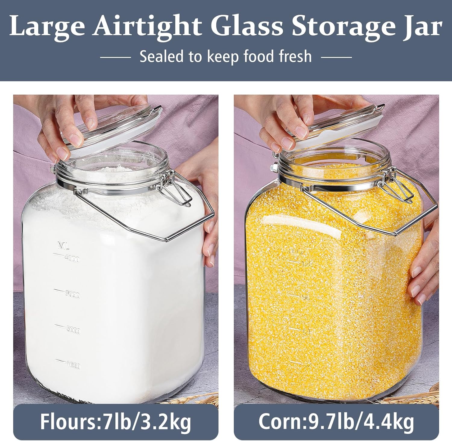 Folinstall 2 Pack Gallon Glass Jars with Airtight Lids