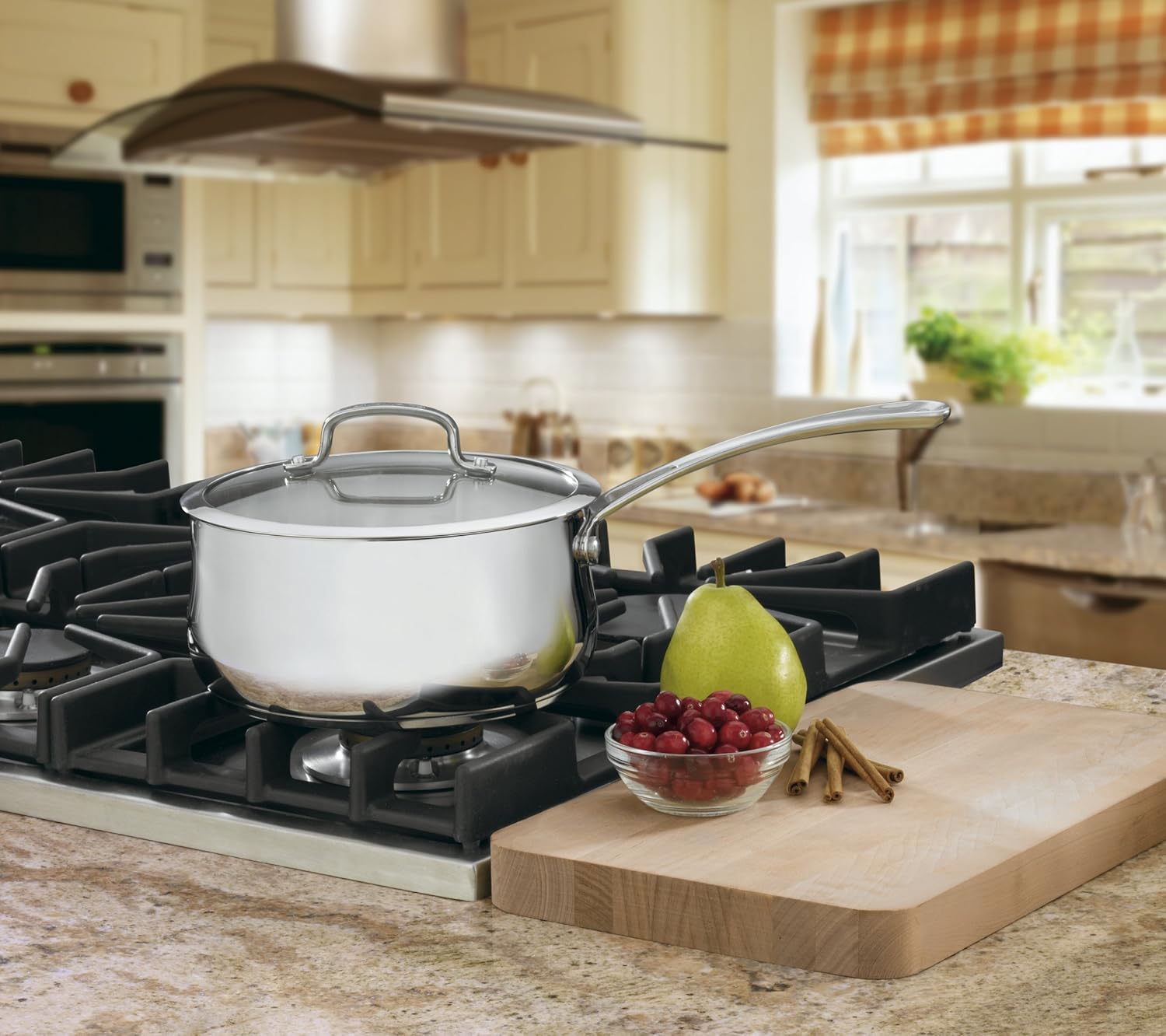 Elegant 3-Quart Stainless Steel Saucepan with Glass Cover Easy to Use Durable