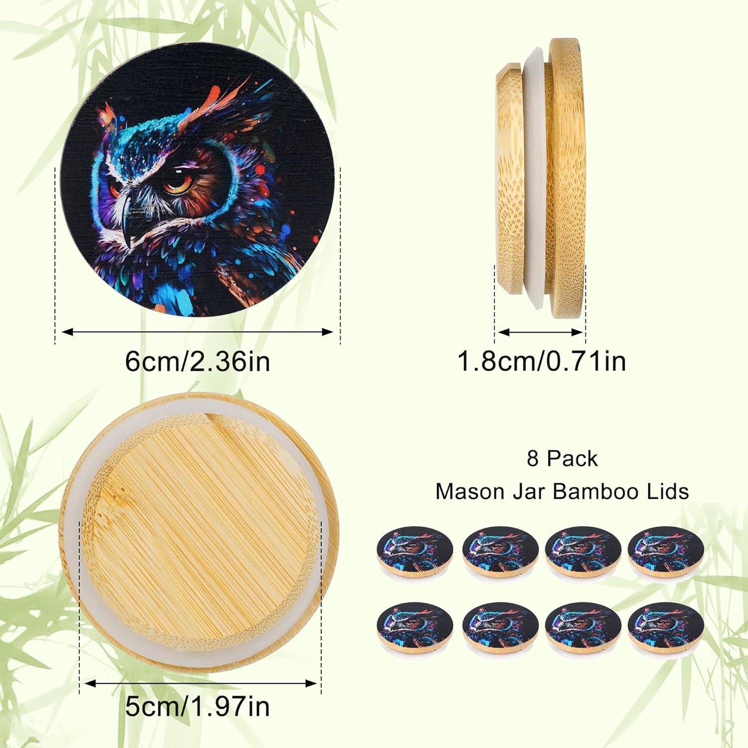 8-Piece Bamboo Mason Jar Lids Durable Airtight Storage