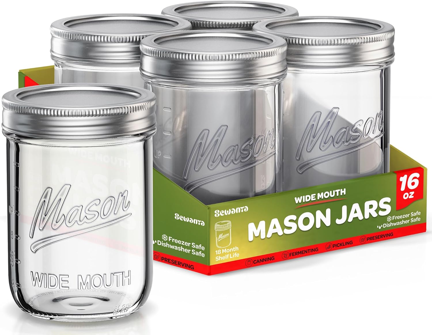 Premium Mason Jars for Canning Fermenting and More